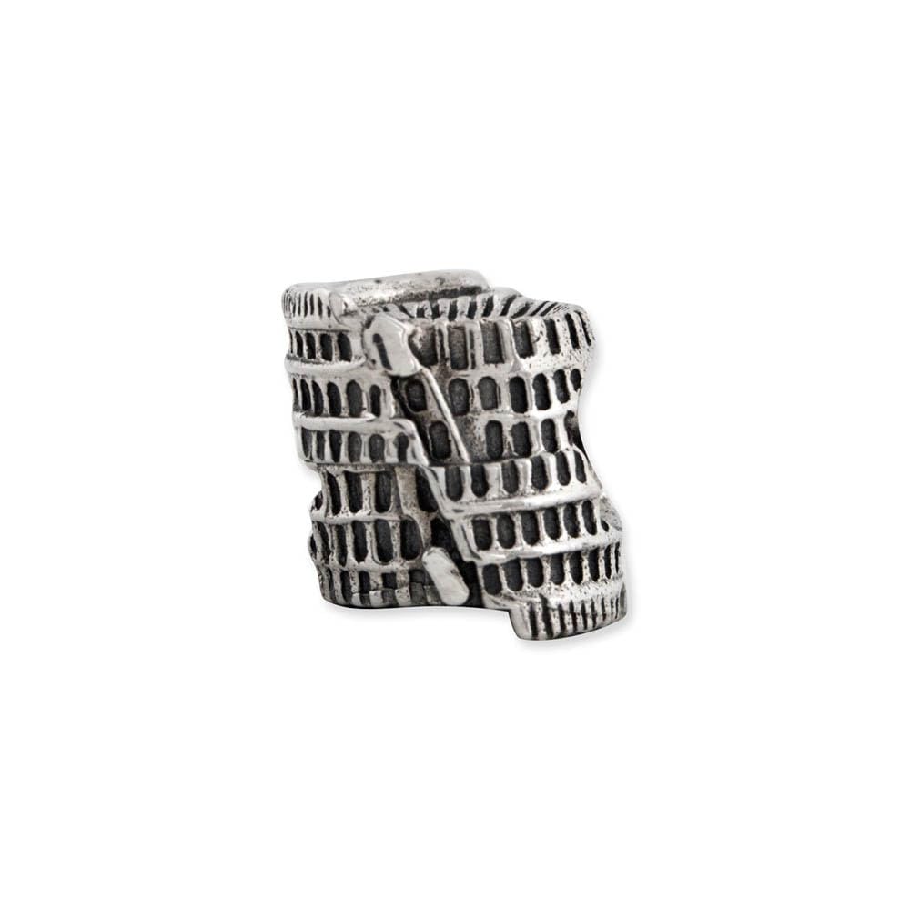 3D Colosseum Bead Charm - Sterling Silver Jewelry for Bracelets & Necklaces