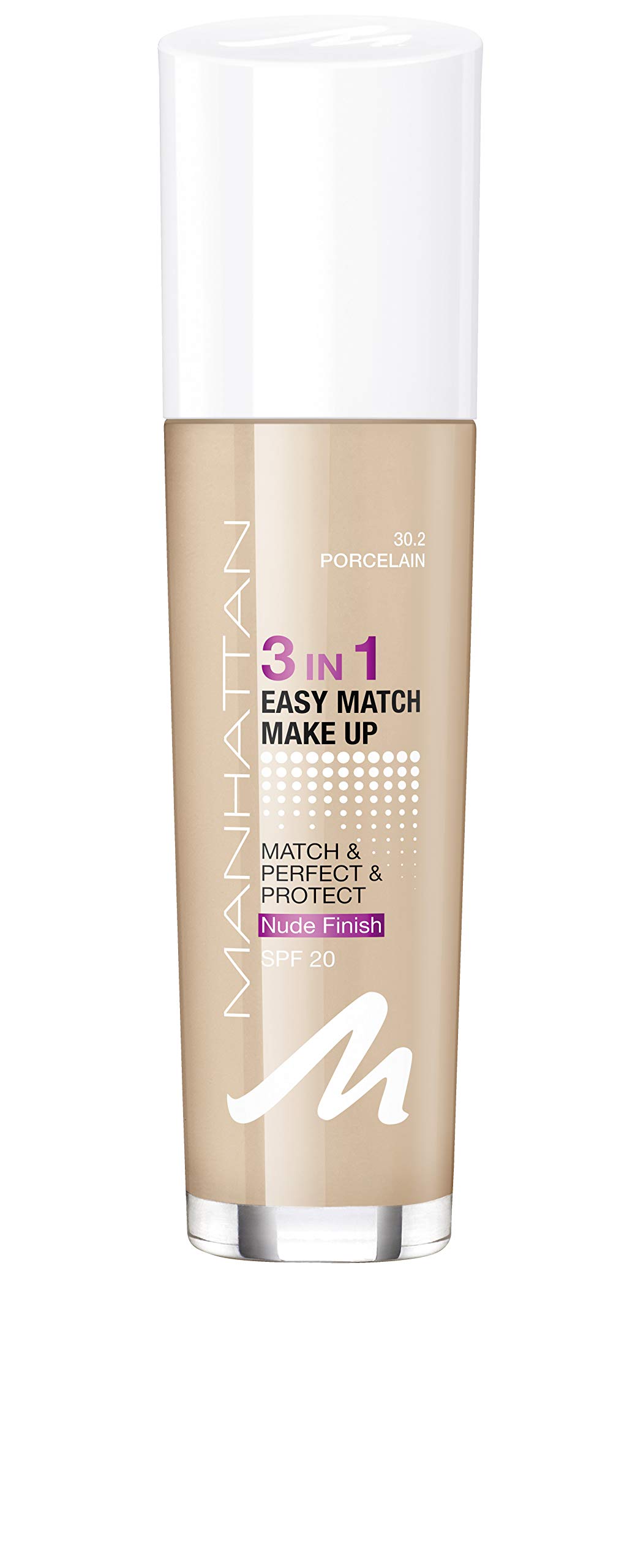 Manhattan 3-in-1 Easy Match Makeup - Porcelain Concealer & Powder - Medium Coverage with Natural Finish - Perfect for Everyday Wear & Flawless Complexion