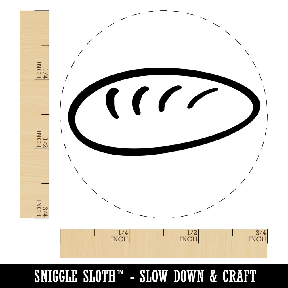 Loaf of Bread Doodle Self-Inking Rubber Stamp - 3/4 Inch Small Craft Stamp with Black Ink for DIY Scrapbooking, Planner Decor, Journaling & Card Making