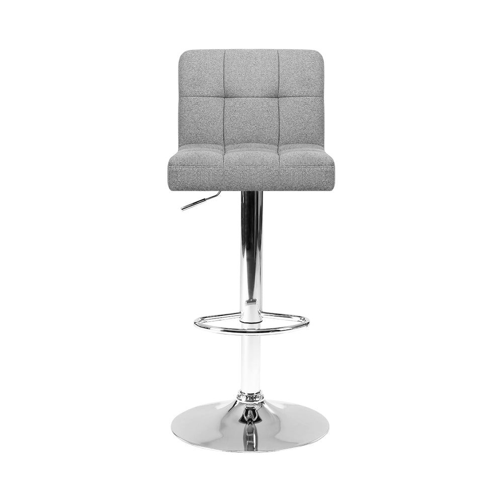 2 Pack Adjustable Height Leather Bar Stools with Gas Lift - Grey - Perfect for Kitchen Island, Home Bar, and Dining Room