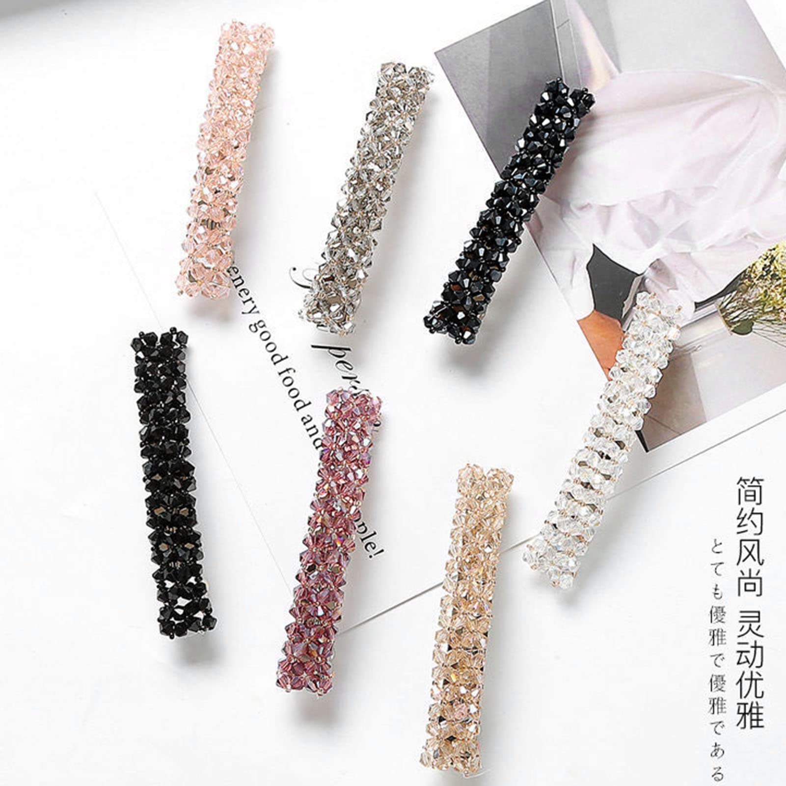 AGOUNOD Rhinestone Hair Clip for Women - Elegant Handmade Hairpin with Exquisite Craftsmanship, Girls Decorative Side Hair Clip for Styling (Black) | Perfect for Weddings, Parties, and Everyday Elegant Looks