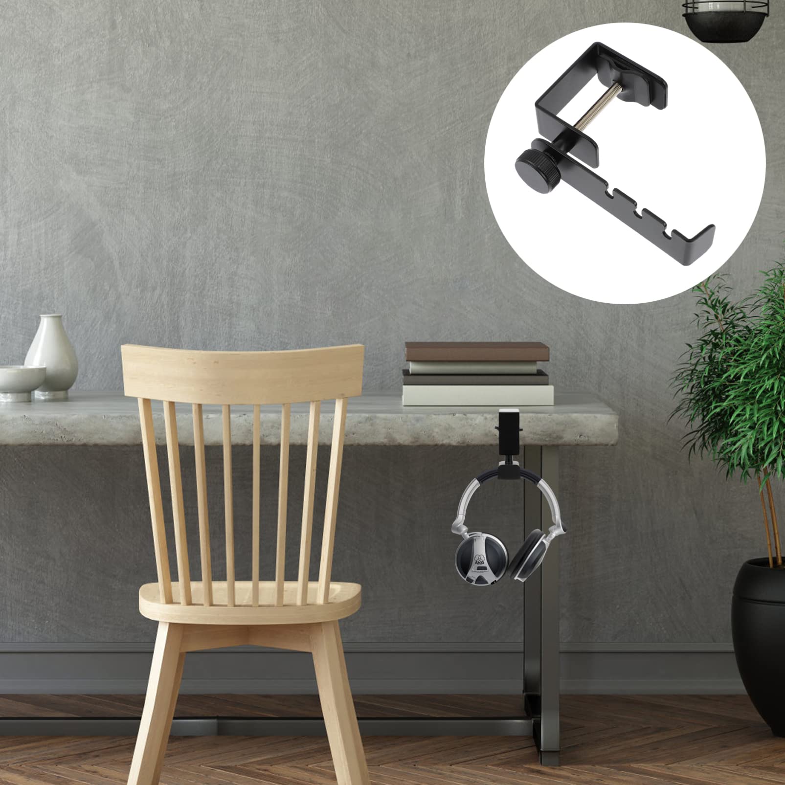Zerodeko 2-Pack Headphone Stand Hooks - Adjustable Headset Holder for Desk, Wall Mount Headphone Organizer - Perfect for Gaming Setup, Office & Home Computer Accessories