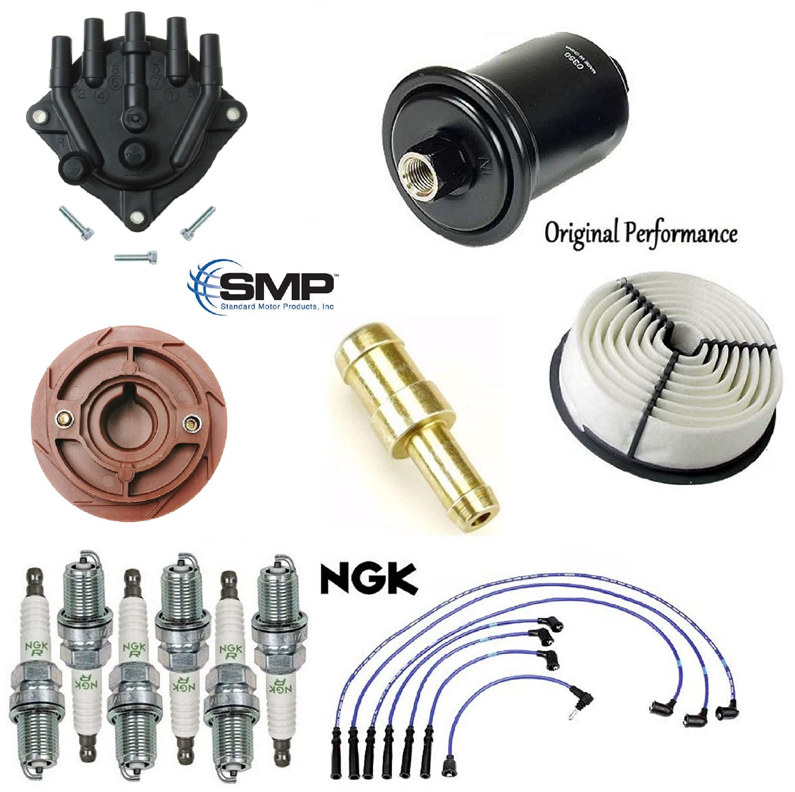 Lexus LS400 1990-1994 (Up to 9/94) Complete Tune Up Kit - Air Filter, Oil Filter, Fuel Filter, Distributor Cap, Rotor, Spark Plug Wires & Spark Plugs - Perfect for Engine Maintenance & Performance Upgrade