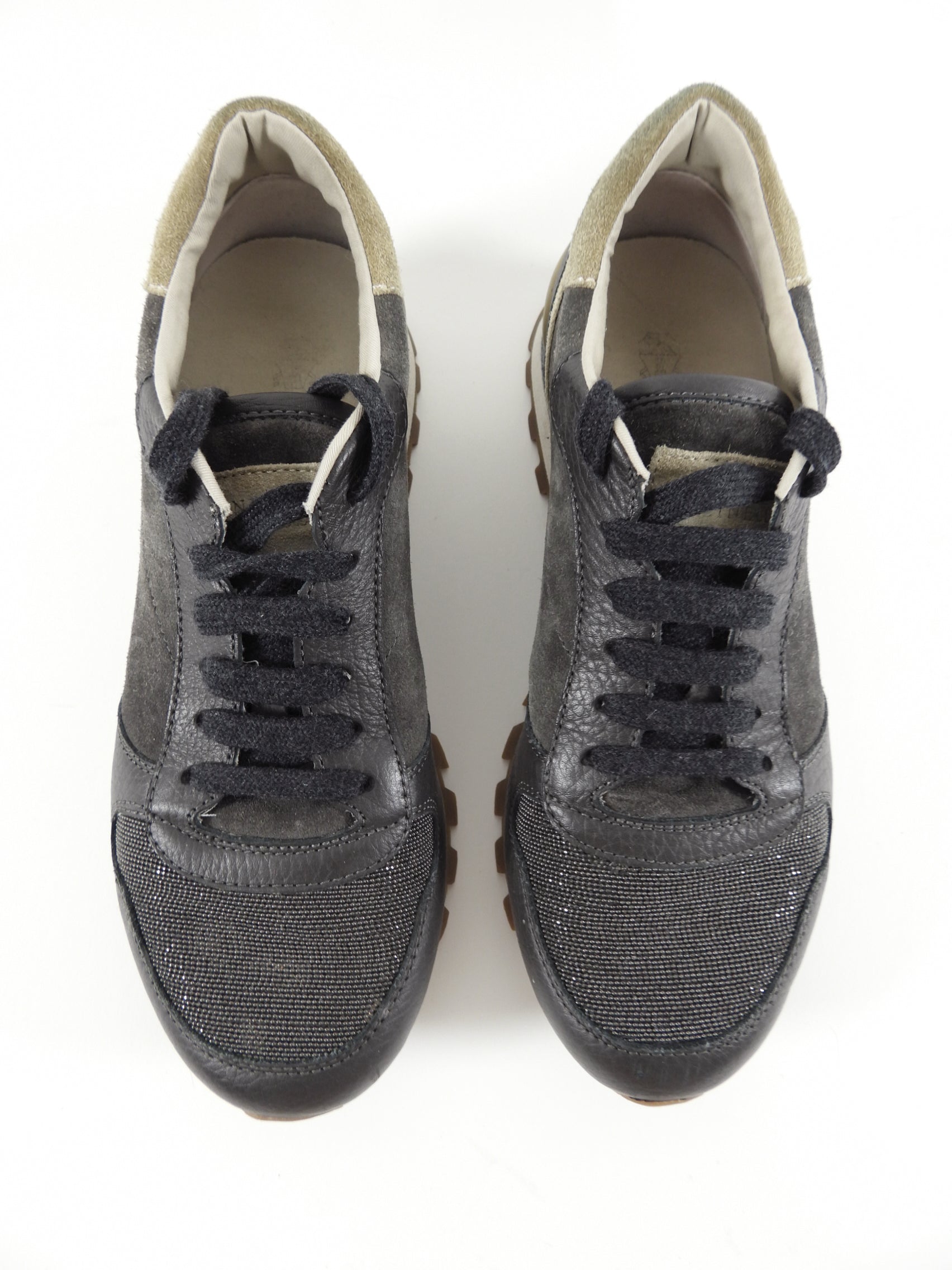 Brunello Cucinelli Grey Monili Sneakers - Women's Size 38.5 / 8 US - Comfortable Casual Shoes for Walking, Travel & Everyday Wear