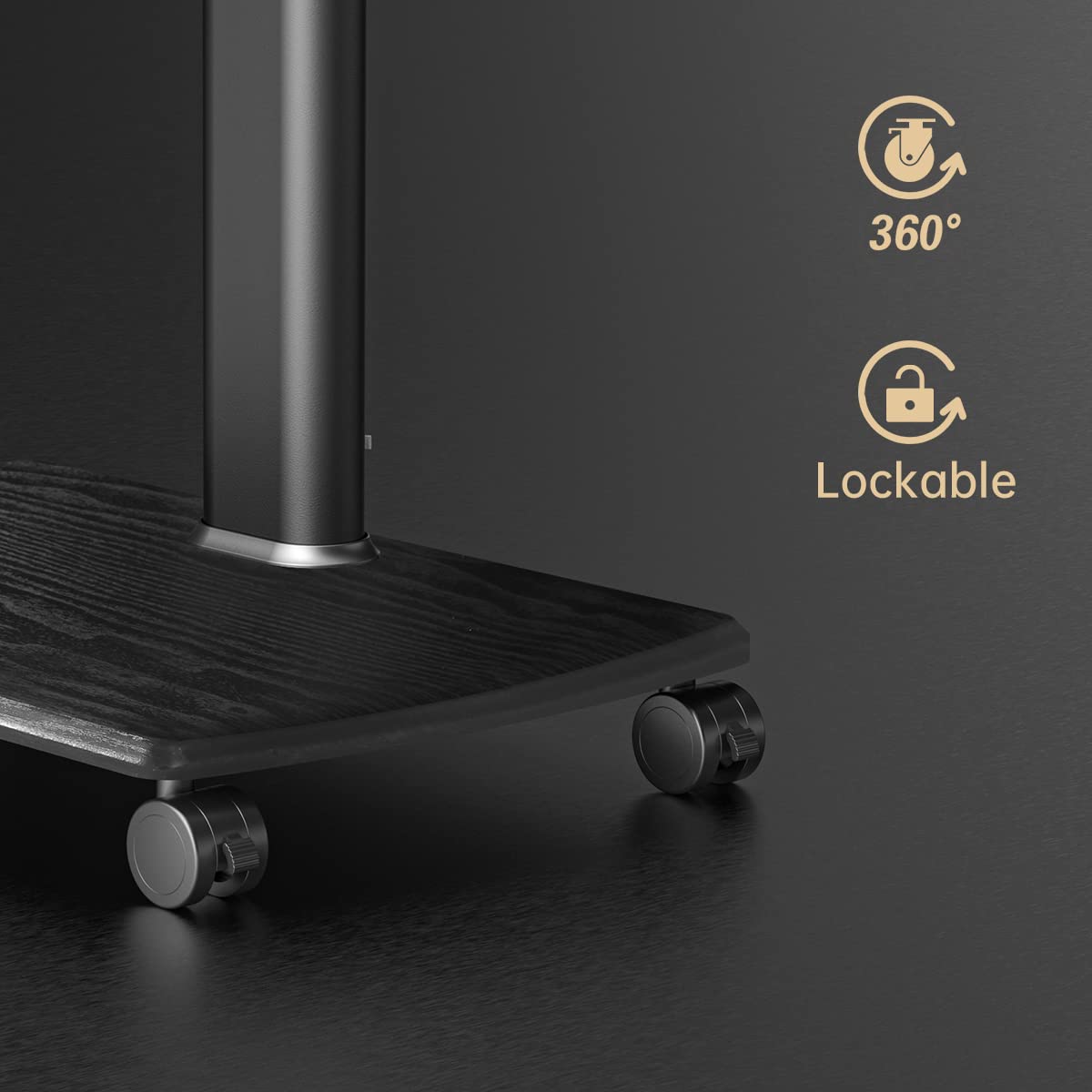 FITUEYES Rolling TV Stand with Wheels - Mobile TV Cart for 32-65 Inch Flat Screen TVs - Adjustable Height TV Floor Stand with Swivel Mount - Corner TV Stand for Bedroom, Living Room, Office & Dorm - Black - Perfect for Small Spaces & Easy Room-to-Room Mobility