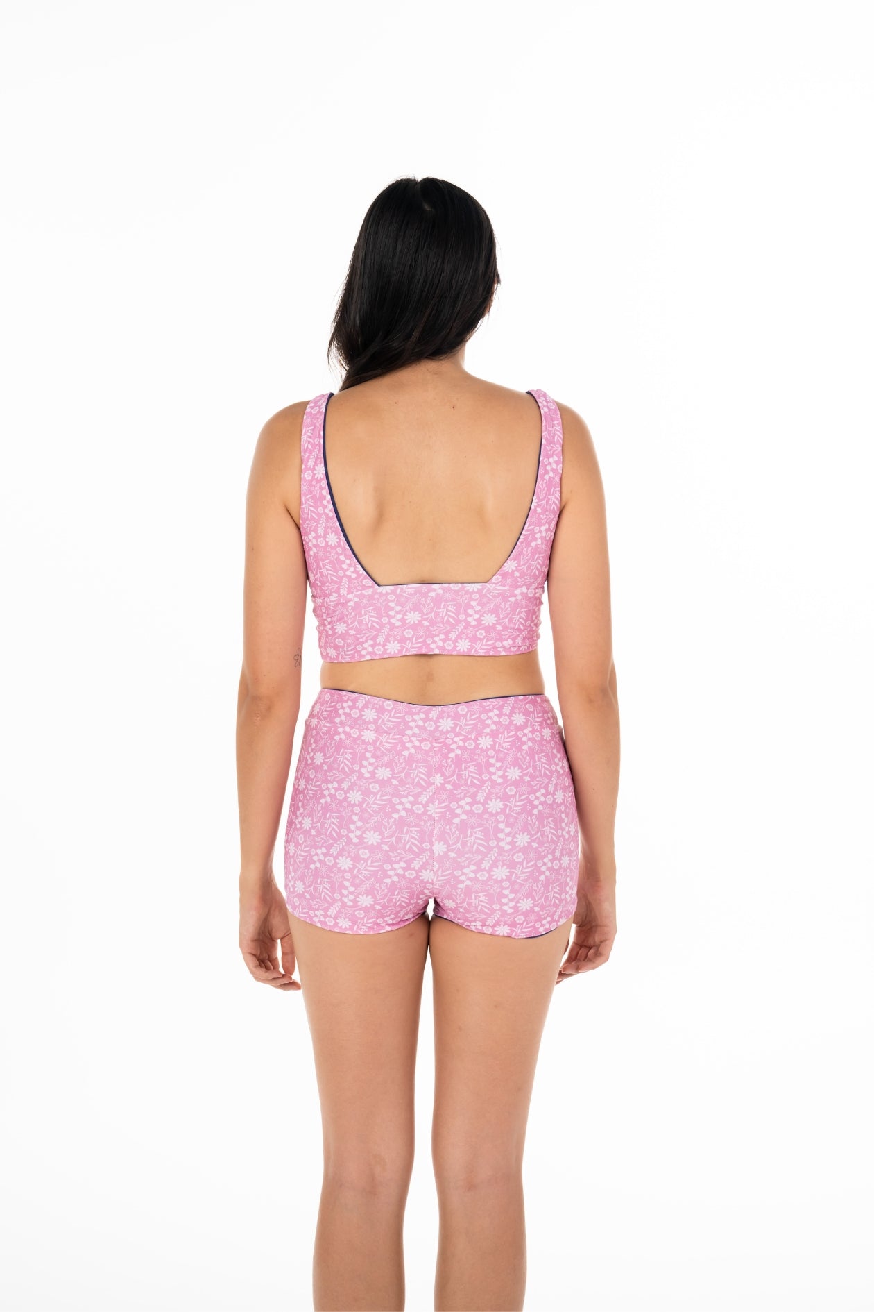 BC High Waist Swim & Sports Shorts - Reversible Design - Midnight Floral Print - Perfect for Swimming, Yoga & Beach Activities