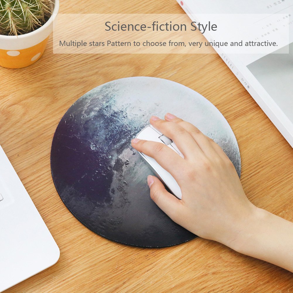 HaloVa Anti-Slip Round Mouse Pad with Planet Design - Ergonomic Desk Mat for Computer, PC, Laptop - Custom Office & Home Accessory - Perfect for Gaming, Work & Study Spaces