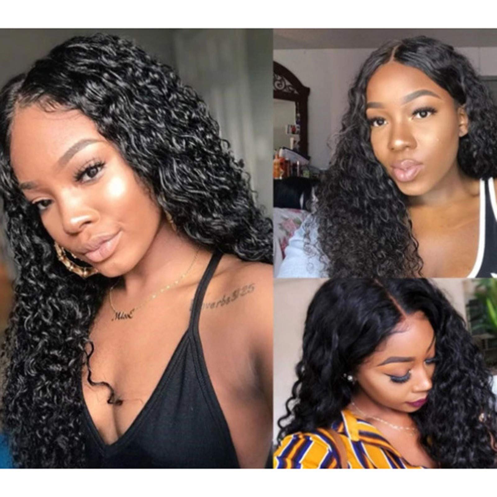 150% Density Unprocessed Brazilian Curly Human Hair Wig for Black Women - Water Wave Lace Front Glueless Wavy Lace Frontal Wig with Baby Hair & Pre-Plucked Hairline (6 Natural Colors) | Perfect for Daily Wear, Cosplay, and Special Occasions