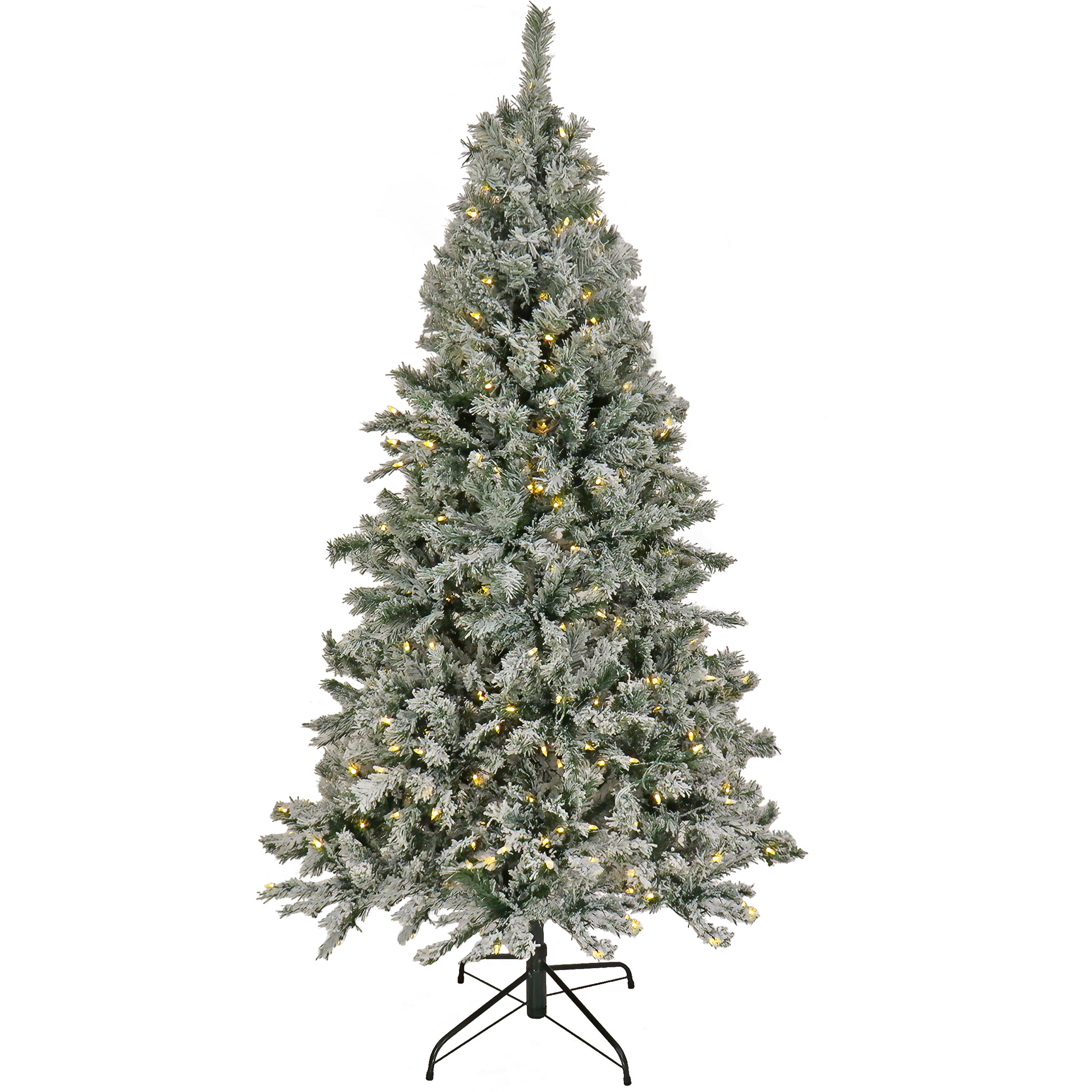 7.5 ft Pre-Lit Snowy Harwich Christmas Tree with PowerConnect Dual-Colored LED Lights - Perfect for Holiday Home Decor & Festive Celebrations