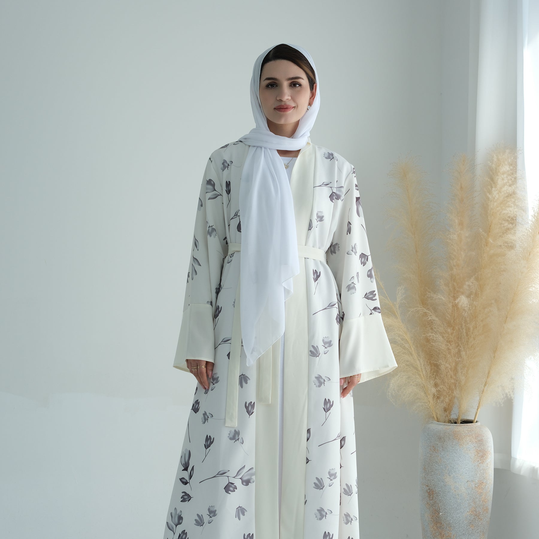 Flora 2 Piece Abaya Set - Premium White Muslim Prayer Dress for Women | Modest Islamic Clothing for Prayer, Mosque & Special Occasions