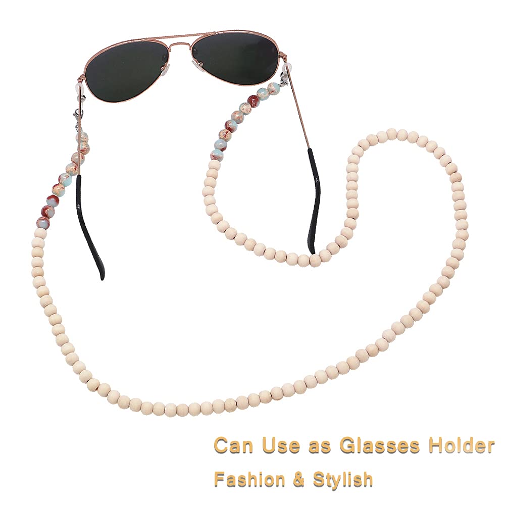 Wooden Beaded Lanyard for ID Badges & Keys - Light Cyan - Office & Event Use