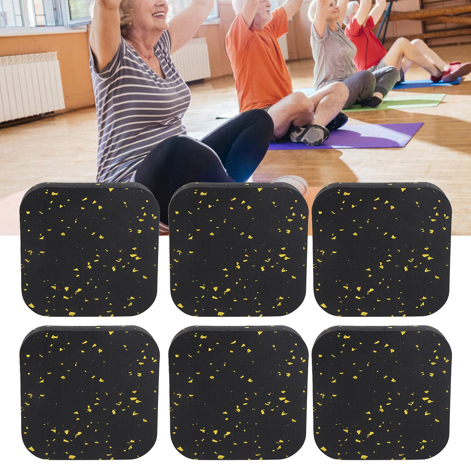 Premium Non-Slip Exercise Equipment Mat - Shock Absorbing, Sound Insulating & Wear-Resistant Gym Floor Mat for Treadmills, Yoga, Home Workouts (Black & Yellow) - Perfect for Home Gyms, Fitness Studios & Noise Reduction