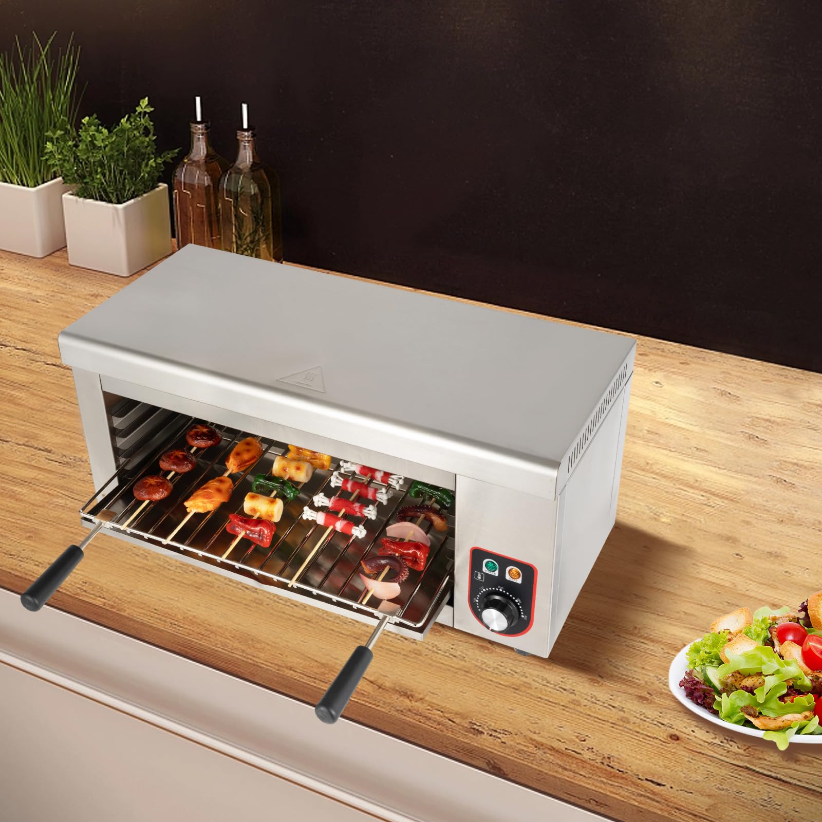 Commercial Electric Cheese Melter Grill 1500W - Stainless Steel Salamander Broiler for Melting Cheese (120-572°F) - Perfect for Restaurants, Pizzerias & Sandwich Shops - Ideal for Cheese Toast, Grilled Sandwiches & Nachos