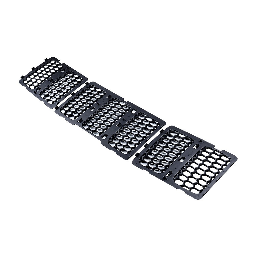 Anzio Honeycomb Matte Mesh Front Grill Glossy Black Grille Inserts - 7pcs Compatible with 2014-2016 Jeep Grand Cherokee | Upgrade Your SUV's Style & Protection for Off-Road Adventures