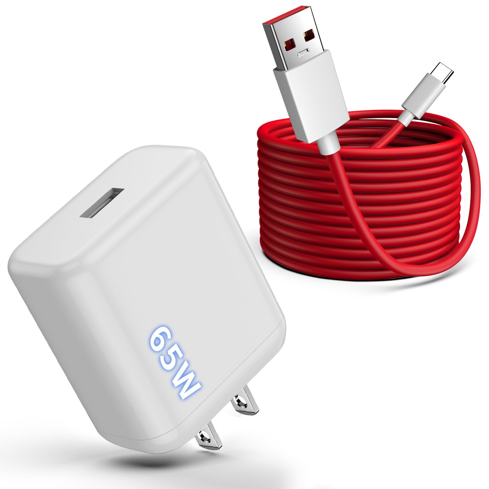OnePlus 65W Warp Charger Fast Charging Block & 3.3ft USB-C Cable - Compatible with OnePlus 10 Pro/10T 5G/9 Pro/9RT/9/9R/8T+/8T/Nord 2 - 10V 6.5A Wall Adapter for Home, Office & Travel Fast Charging