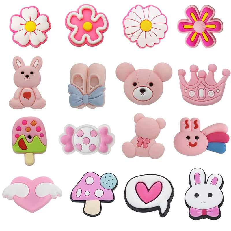 1Pcs Cute Pink Shoe Charms Pin for Crocs - DIY Shoe & Wristband Accessories for Women & Kids - Perfect for Party, Christmas Gifts & Everyday Decoration