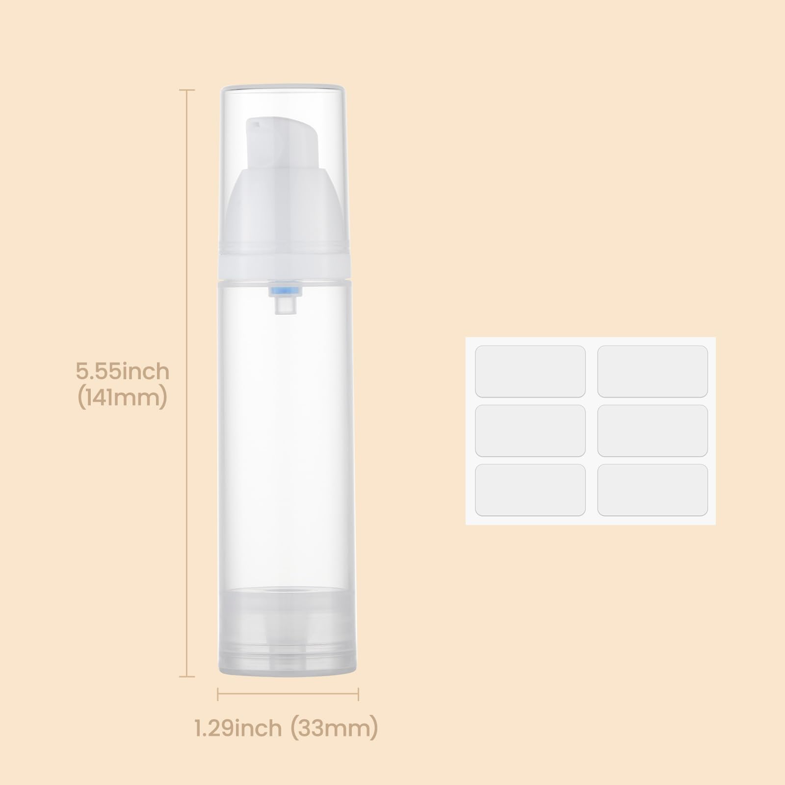 Airless Pump Bottles for Travel - 1.7 oz Empty Plastic Lotion Dispenser, Mini Vacuum Cream Jar & Shampoo Container (White) - Perfect for Toiletries, Skincare & Cosmetics On-The-Go