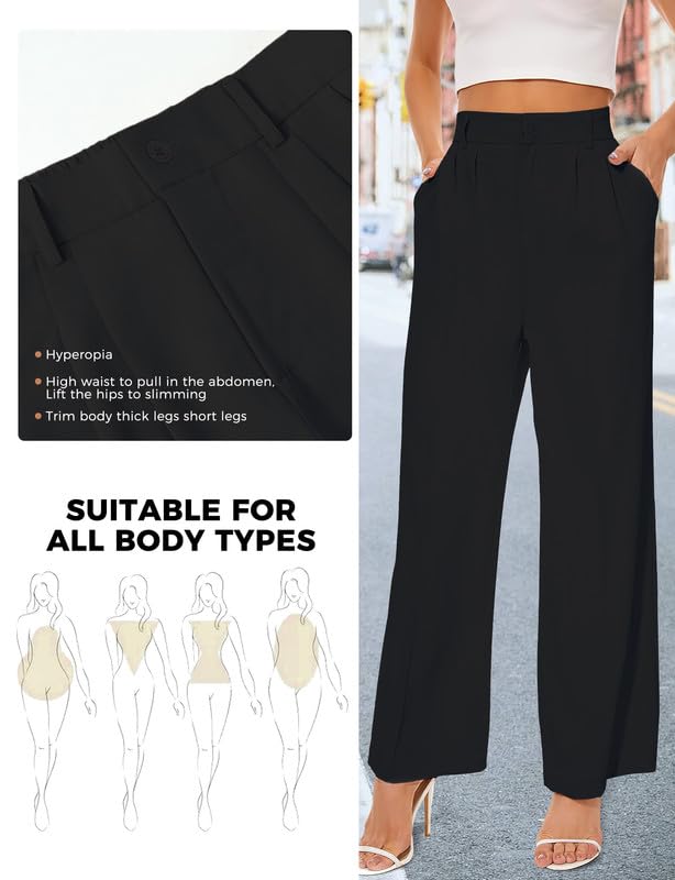 Stylish Women's High Waisted Wide Leg Dress Pants - Business Casual Work Trousers for Office & Formal Occasions | Comfortable Straight Leg Slacks for Professional Outfits & Dressy Looks