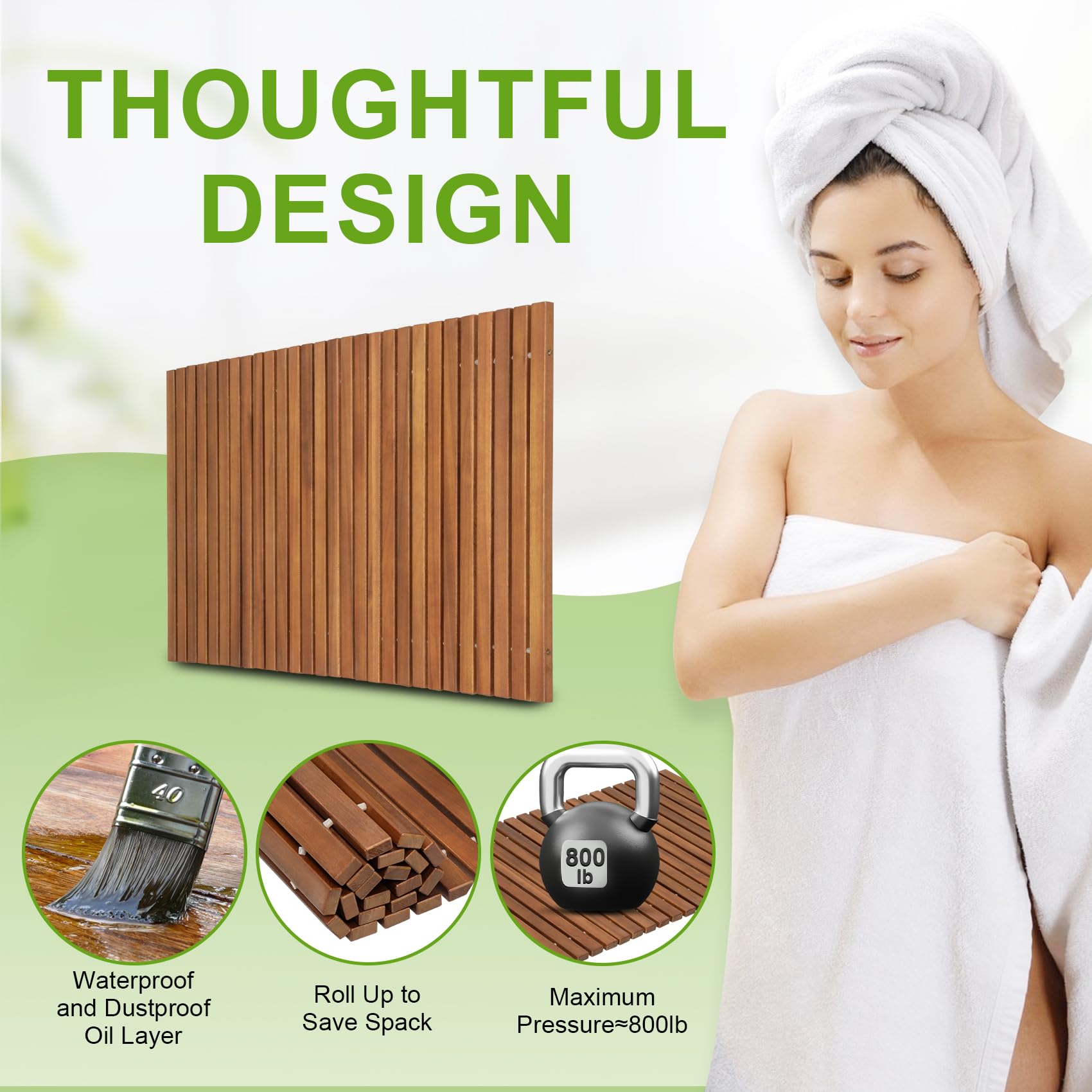 Premium Teak Shower Mat - 39.5