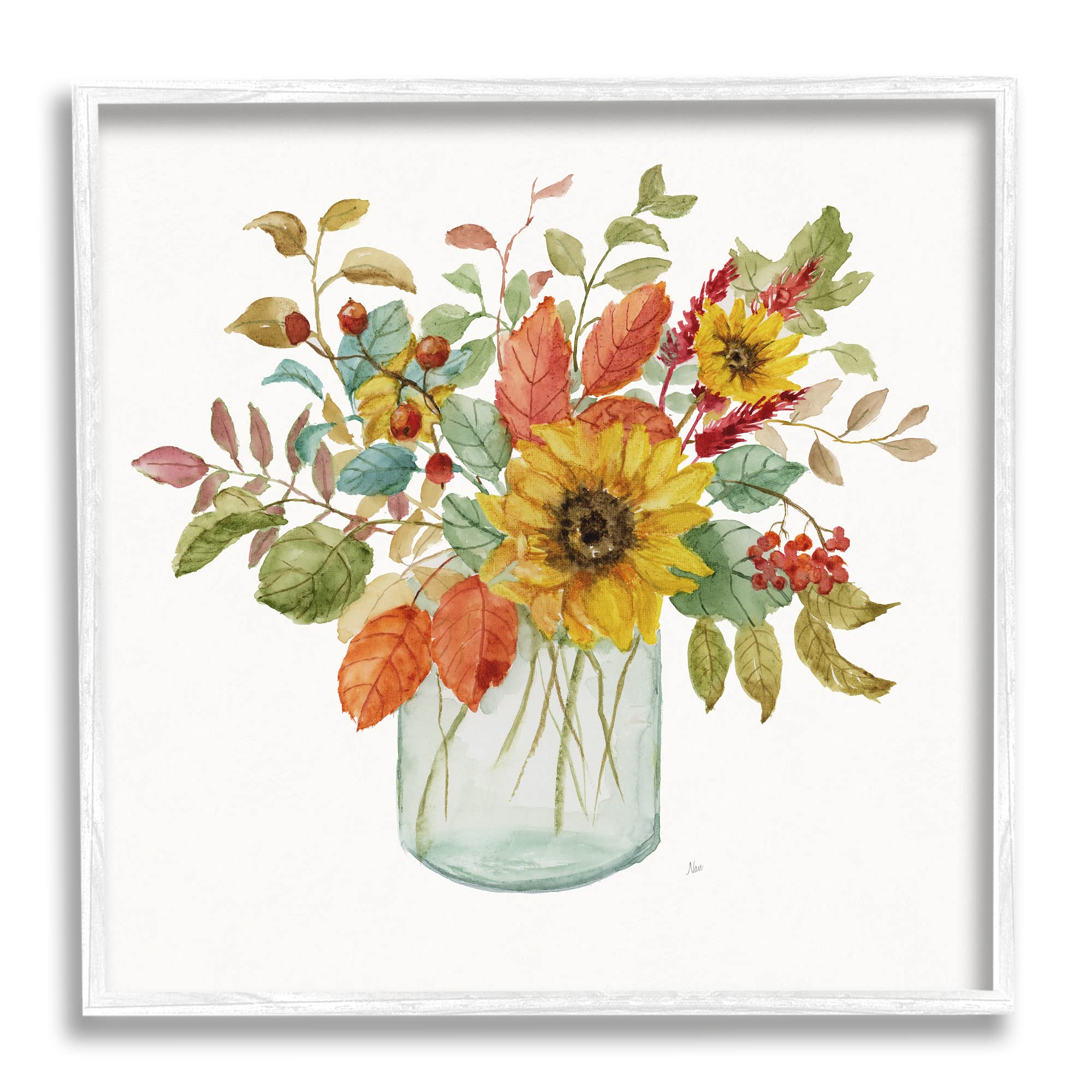 Stupell Industries Simple Country Botanicals Sunflower Vase - Handcrafted Floral Decor by Nan | Perfect for Farmhouse, Rustic & Country Home Decor