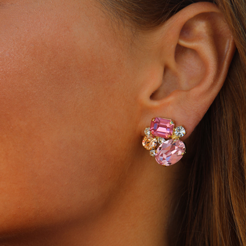 Mini Carolina Stud Earrings - Pink Gold Combo Set | Dainty & Elegant Jewelry for Women | Perfect for Everyday Wear, Date Nights & Gifting