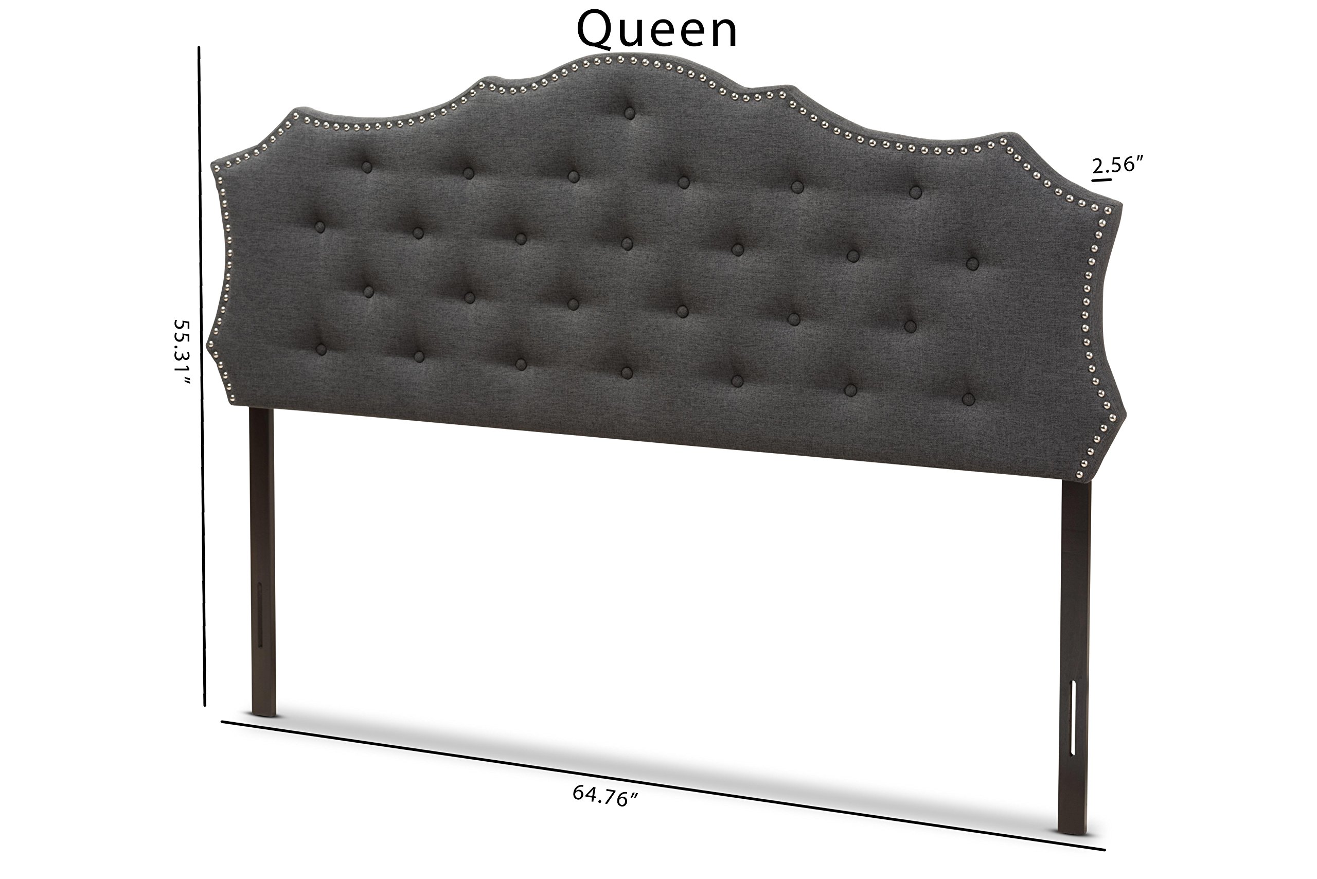 Baxton Studio Coralie Modern Dark Grey Fabric King Size Headboard - Contemporary Bedroom Decor for Master Suite & Guest Room