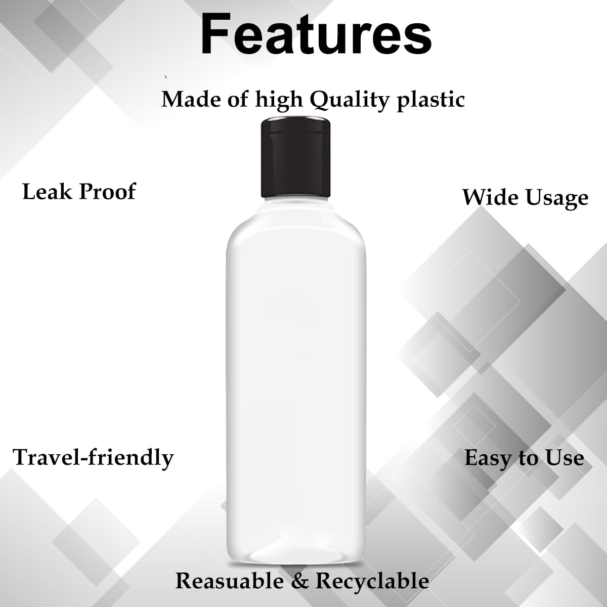 **200ml + 100ml BPA-Free Squeeze Bottles with Flip Top Cap - 6-Pack Refillable Travel Containers for Shampoo, Lotion, Soap & Cosmetics | Leak-Proof, Transparent & Portable for Home, Travel & Gym**