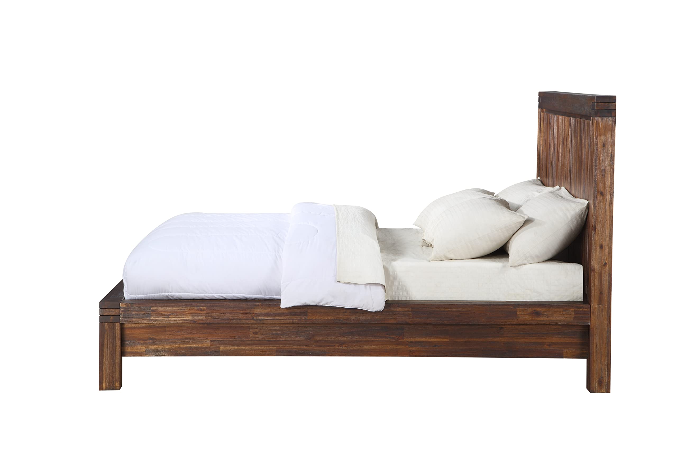 Modus Solid Wood Platform Bed Frame, Full Size, Meadow Brick Brown - Sturdy Wooden Bed with Slat Support for Bedrooms, Guest Rooms & Dormitories