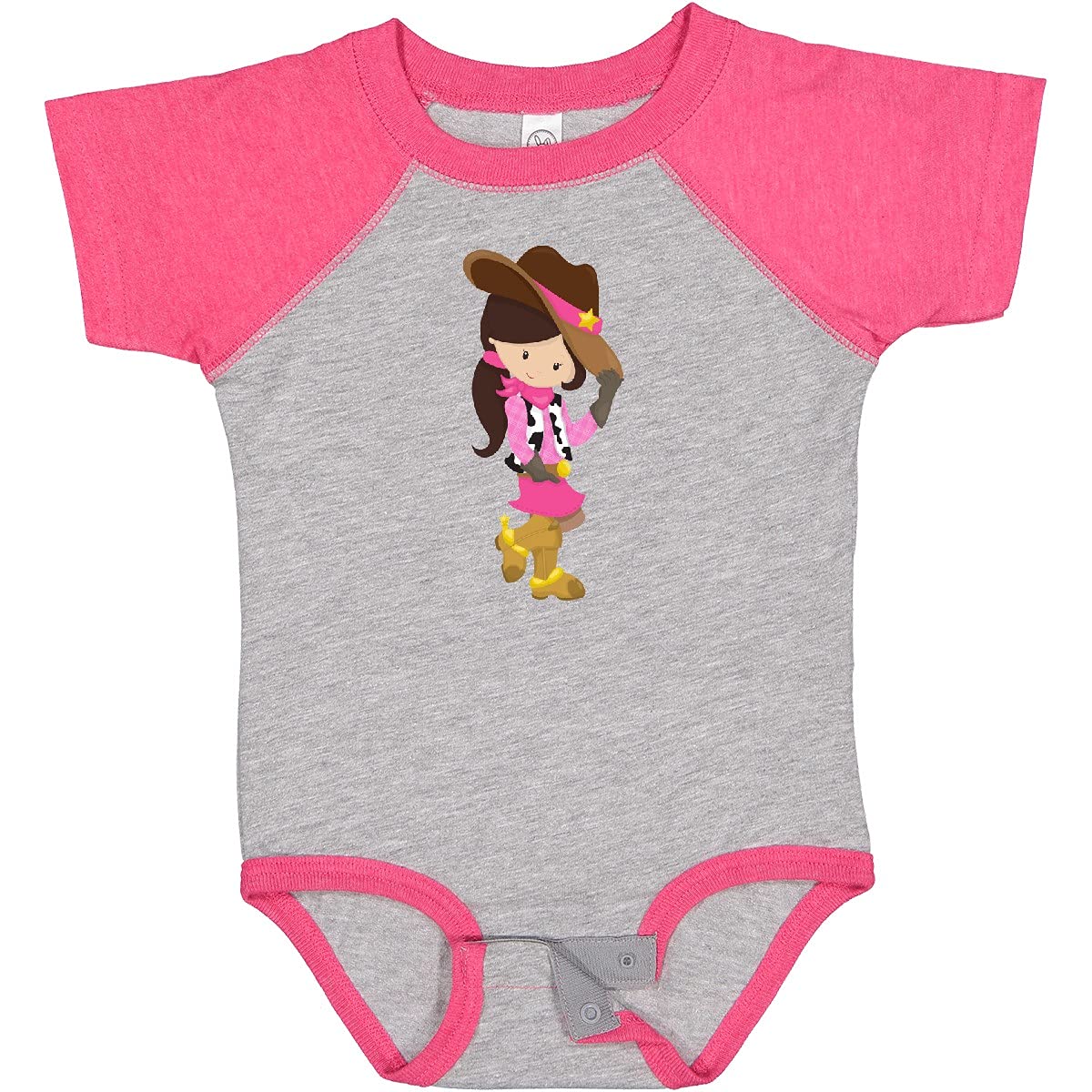 Inktastic Cowgirl Sheriff Western Country Brown Hair Baby Bodysuit - Cute Western Outfit for Infants, Perfect for Rodeo, Cowboy Theme Parties & Photo Shoots