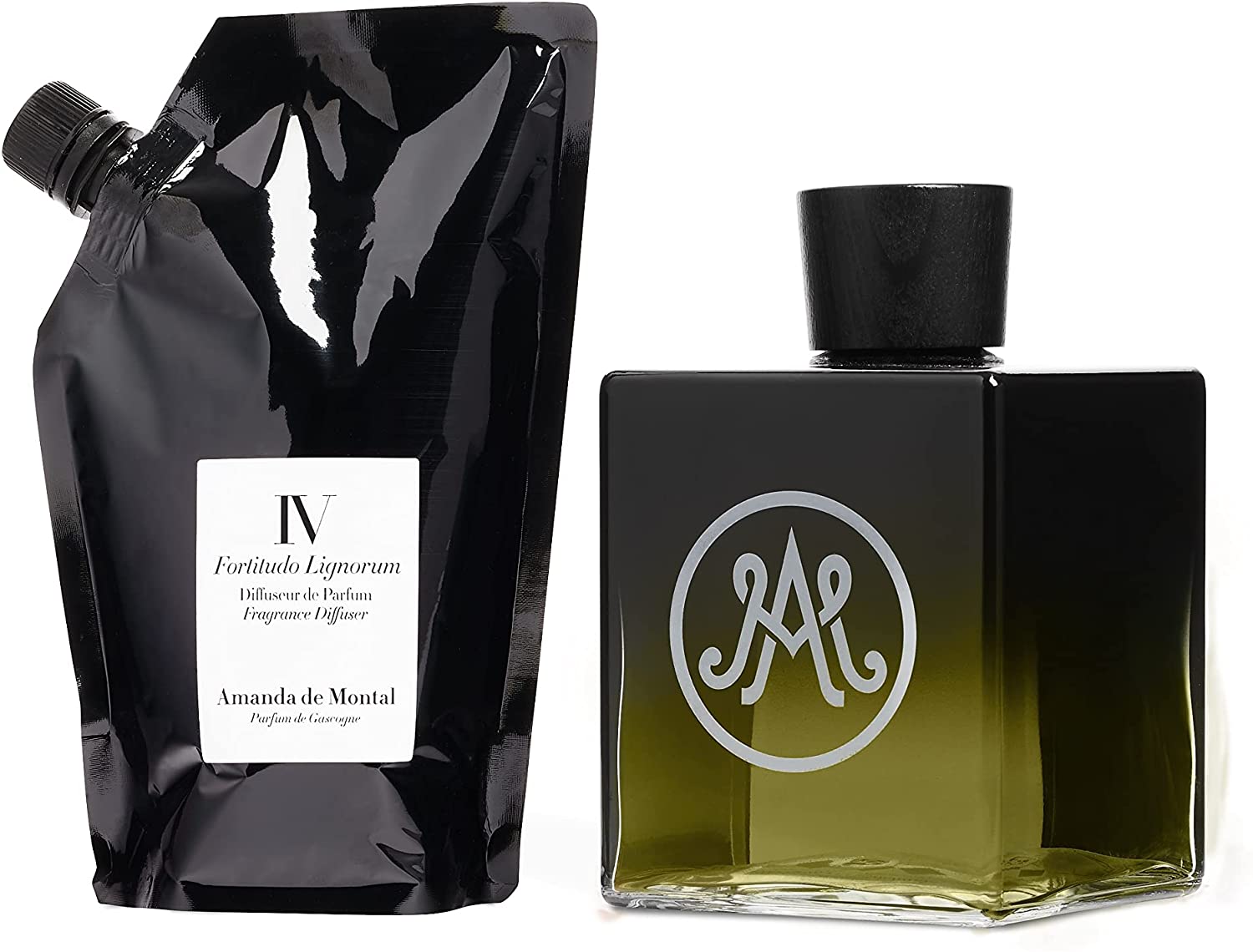 Amanda de Montal Fortitudo Wooden Diffuser 500ml - Firewood, Leather, Incense & Vetiver Scented Aromatherapy Essential Oil Diffuser for Home, Office & Spa Relaxation