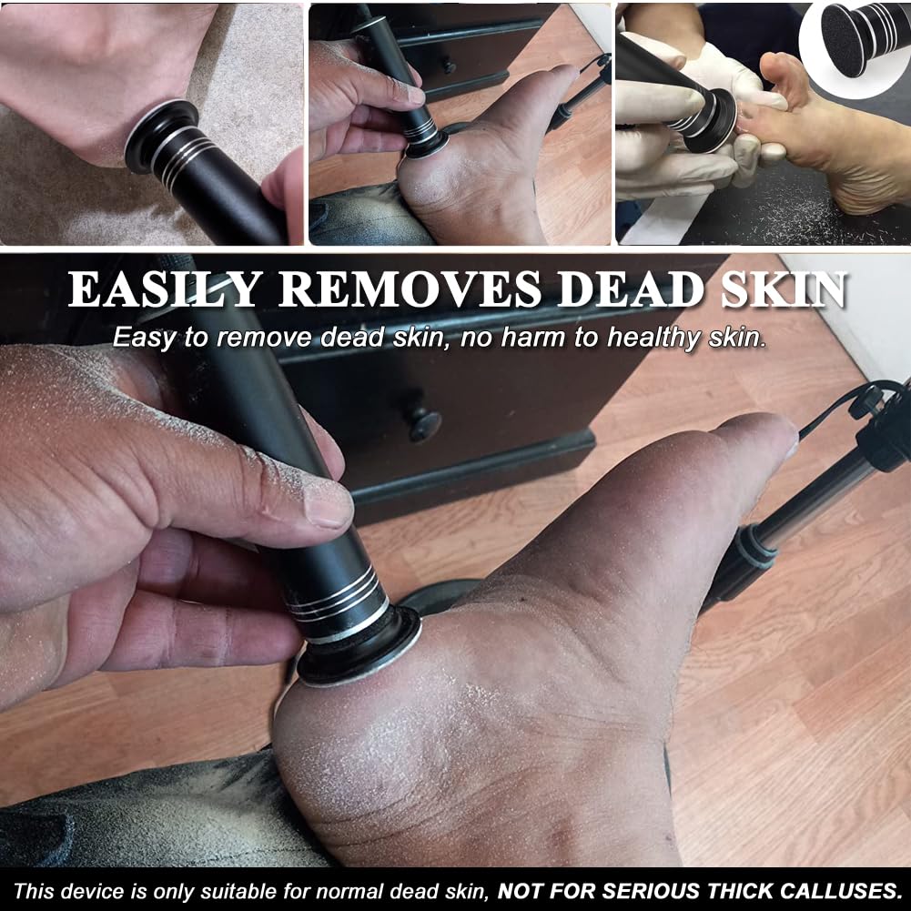 Professional Electric Callus Remover for Feet - Adjustable Speed Foot File & Pedicure Tool with 60 Replaceable Sandpaper Pads - Black | Perfect for Home Pedicure, Dead Skin Removal & Soft Smooth Feet Care