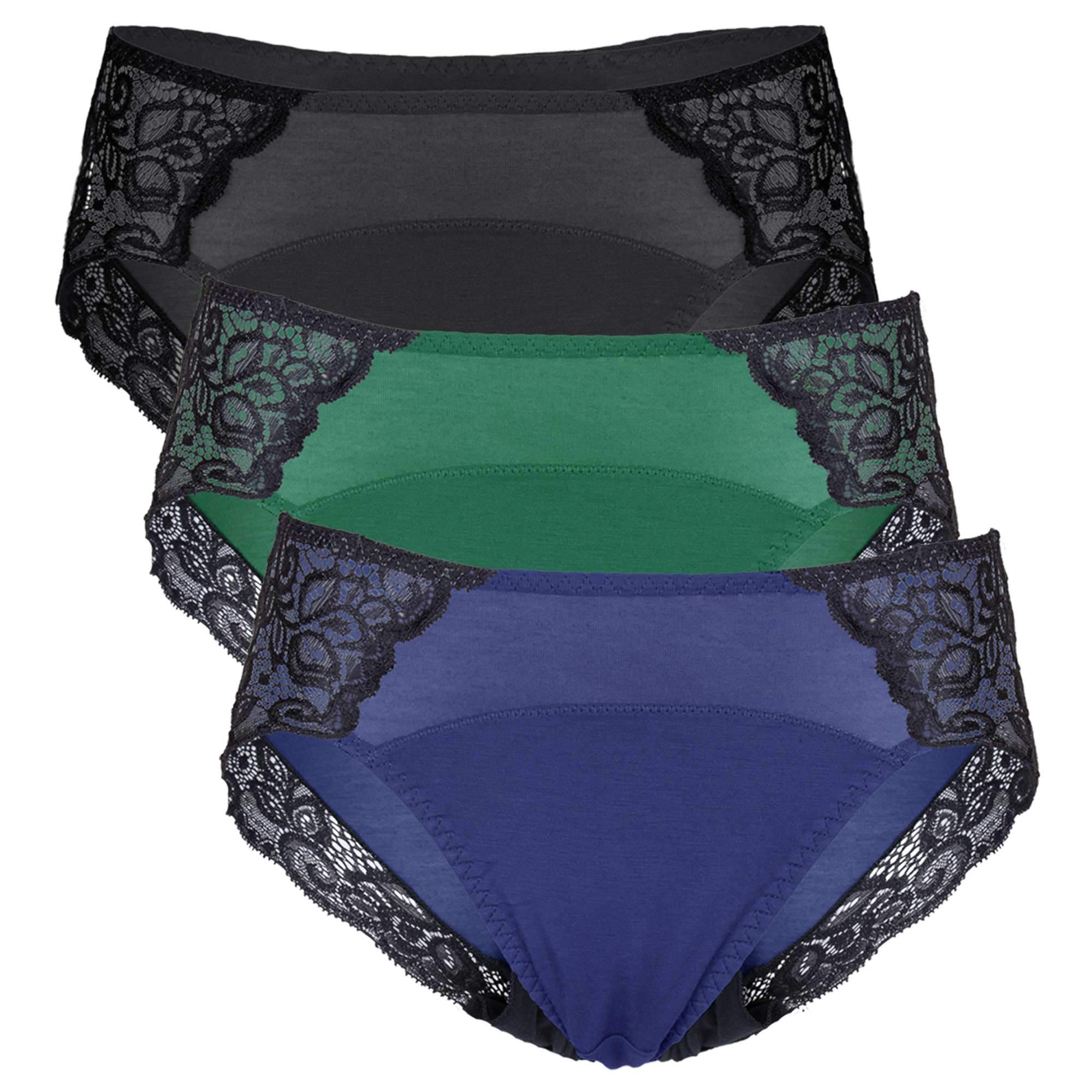 Neione Period Underwear for Women | Leak-Proof Menstrual & Postpartum Panties | Soft Lace Hipster Briefs | Comfortable for Sleep, Workout & Everyday Wear
