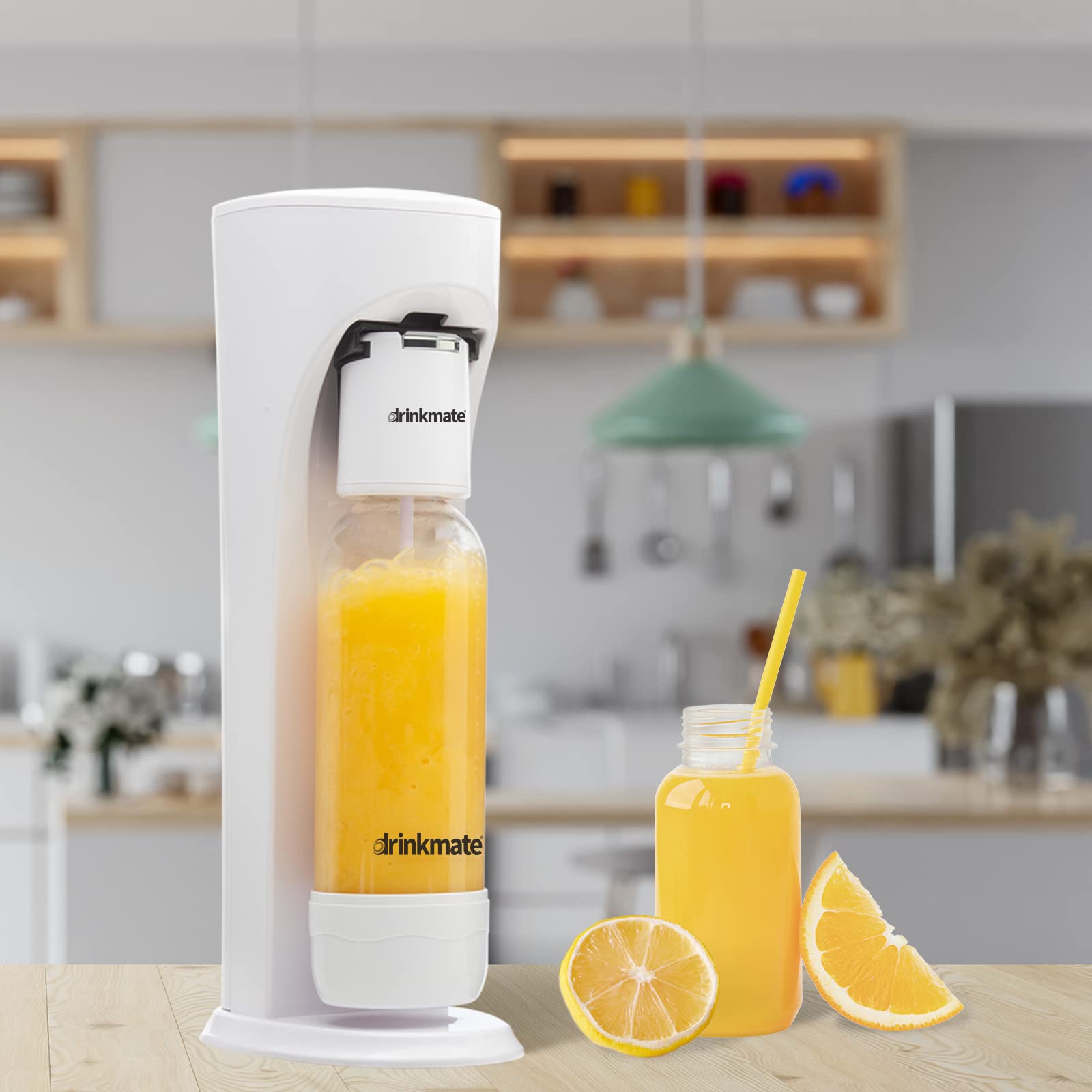 Drinkmate OmniFizz Sparkling Water & Soda Maker Machine - Carbonates Any Beverage with 60L CO2 Cylinder, 2 Carbonation Bottles & Fizz Infuser (Classic White) | Perfect for Home, Office & Parties | Make Healthy Sparkling Water, Soda, Cocktails & Flavored Drinks