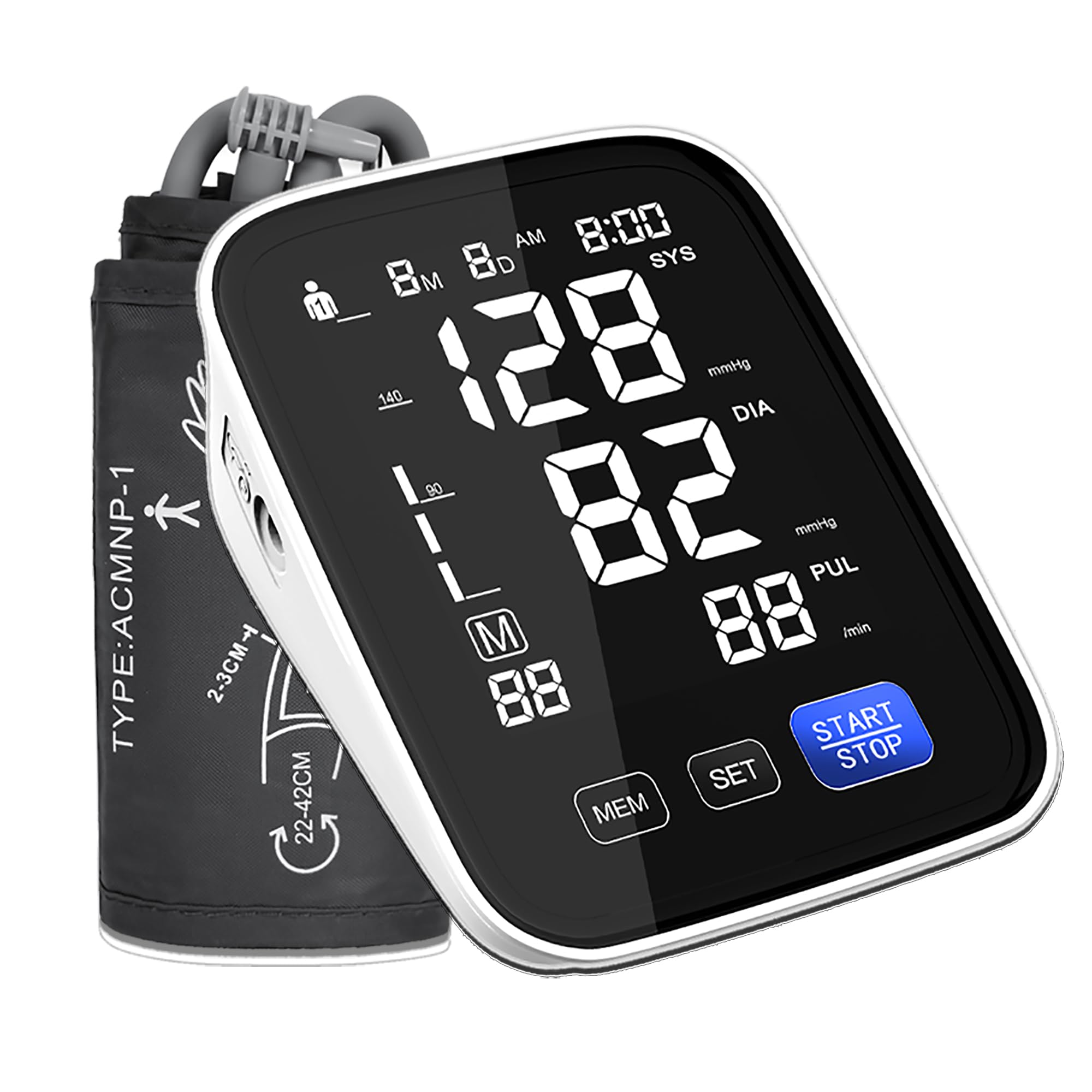 Digital Blood Pressure Monitor - Dual User, 2x90 Memory, Large Cuff (8.5