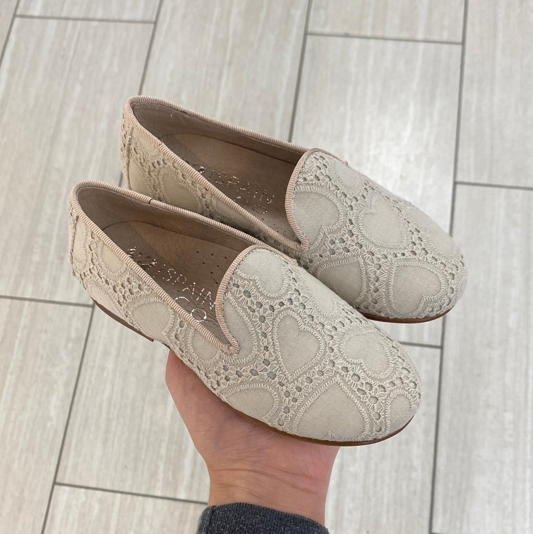 Spain+Co Beige Heart Smoking Loafer - Women's Casual Slip-On Shoes for Work, Travel & Date Night | Comfortable & Stylish Smoking Slippers