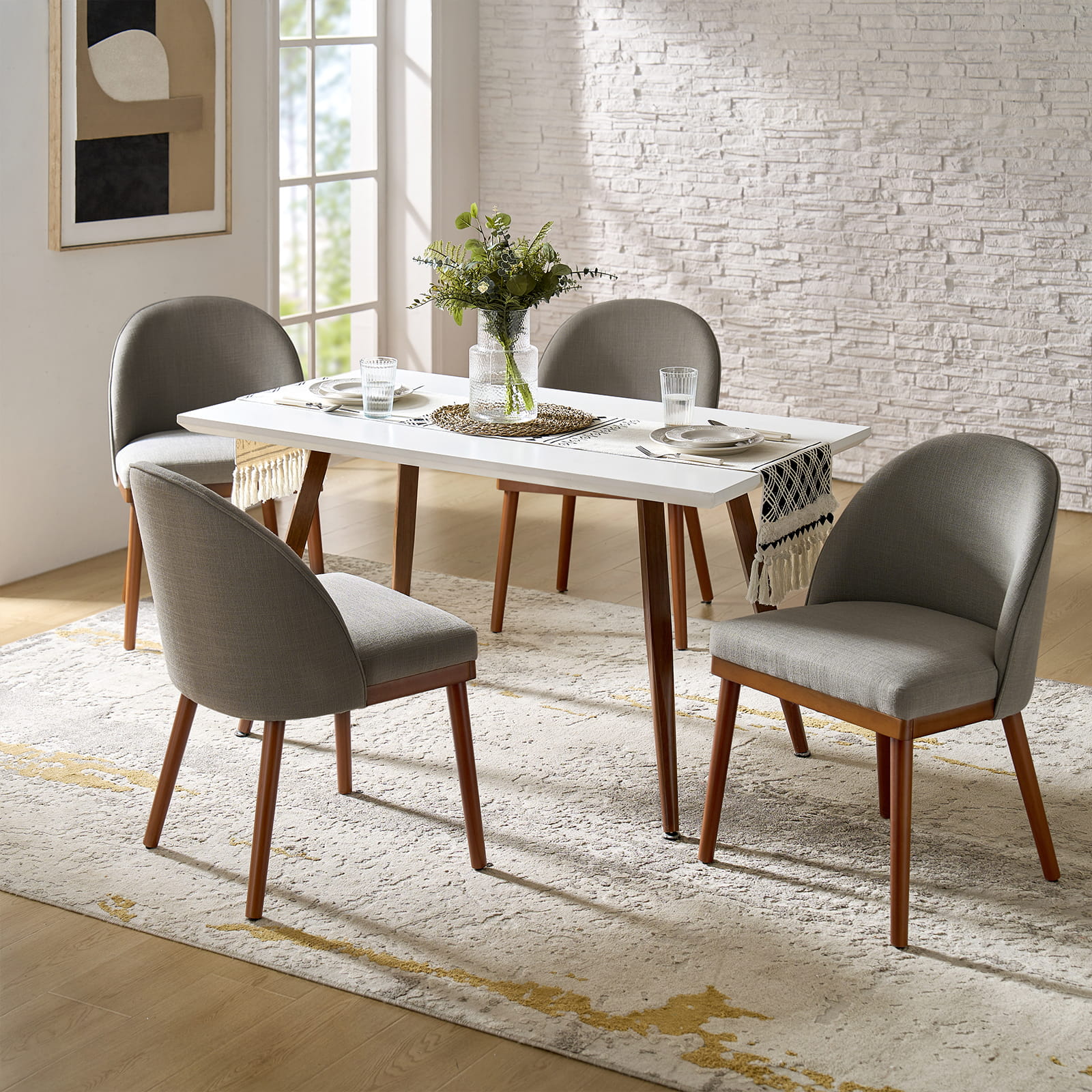 Serta Upholstered Dining Chairs with Solid Wood Legs - Comfortable Modern Kitchen & Dining Room Seating (Set of 2/4/6) for Home, Restaurant, or Office Use