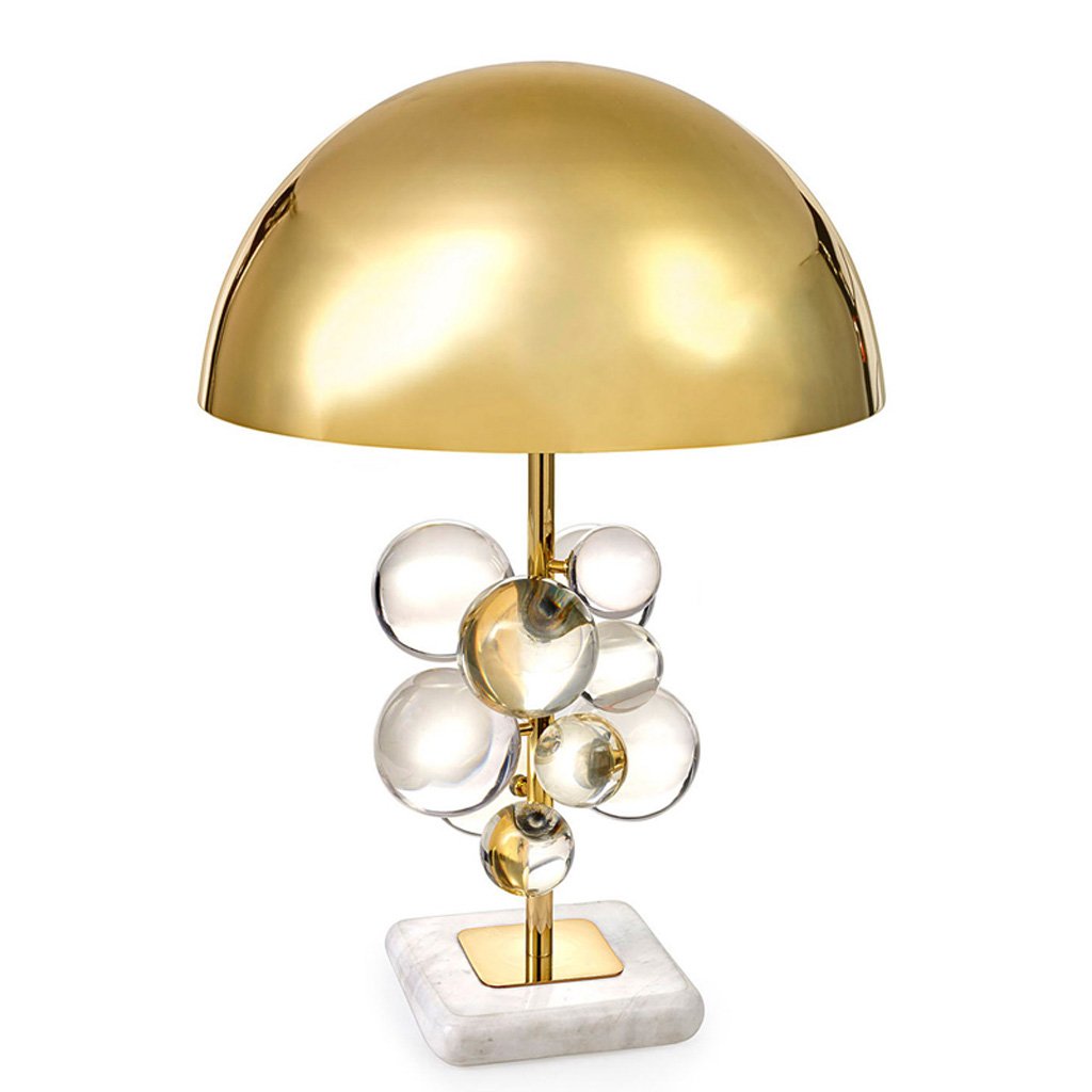 Modern Crystal Ball Bedside Lamp with Stainless Steel Shade & Marble Base - 24.4