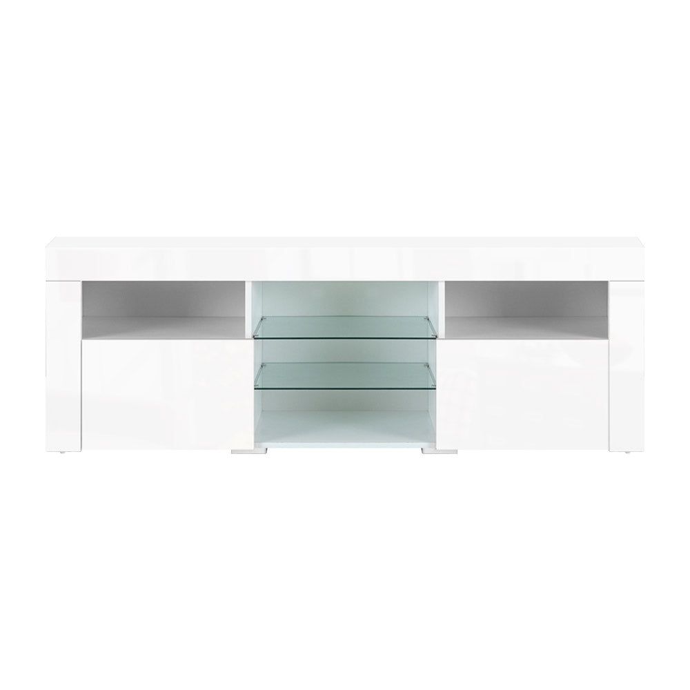 Artiss 160cm White Bobi Entertainment TV Stand with LED Lighting - Perfect for Living Room, Bedroom & Home Theater Setup