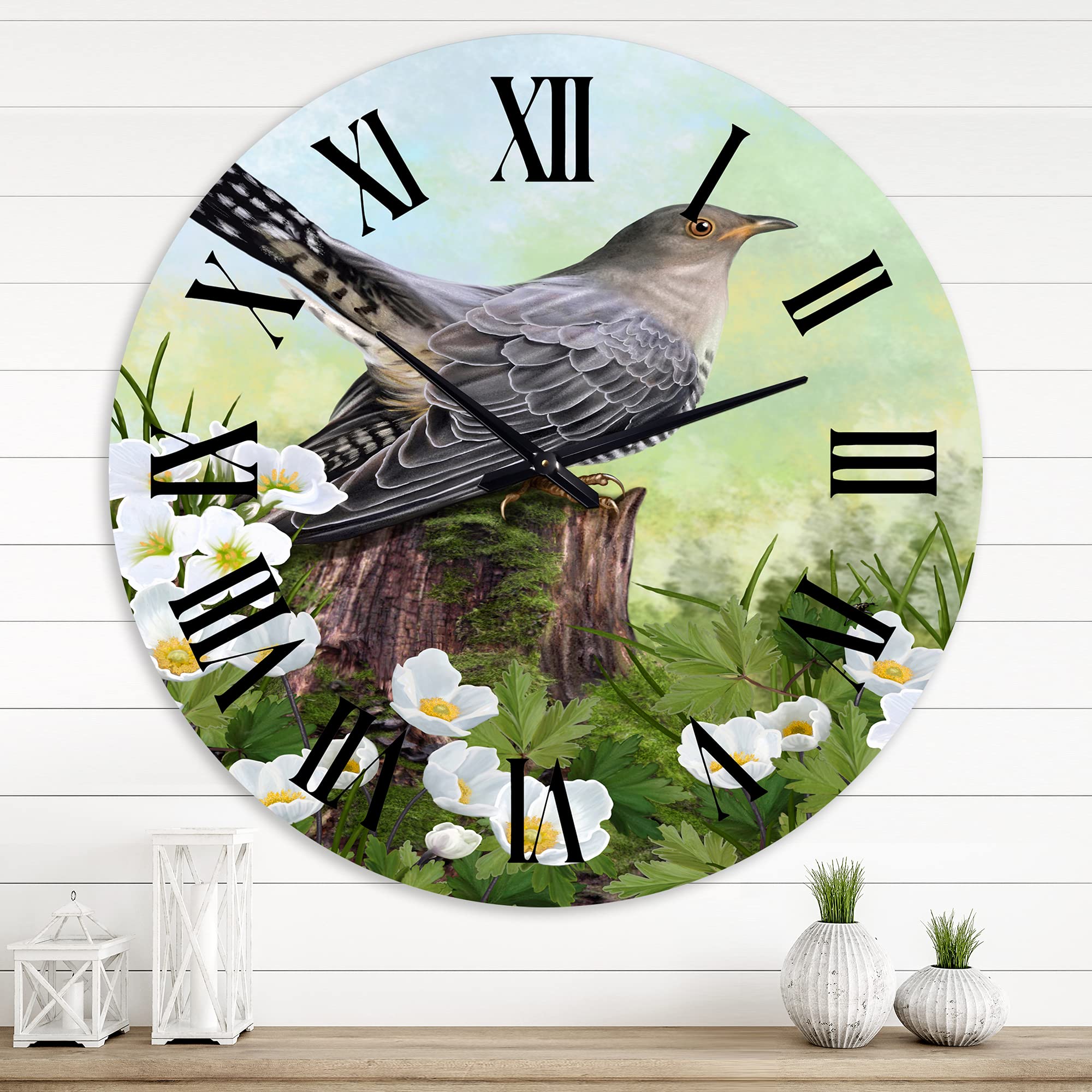 DesignQ Traditional Cuckoo Bird Wall Clock - Large Vintage Wooden Clock with Animal Design for Living Room, Bedroom & Office Decor - Perfect for Farmhouse, Rustic & Nature-Themed Home Interiors