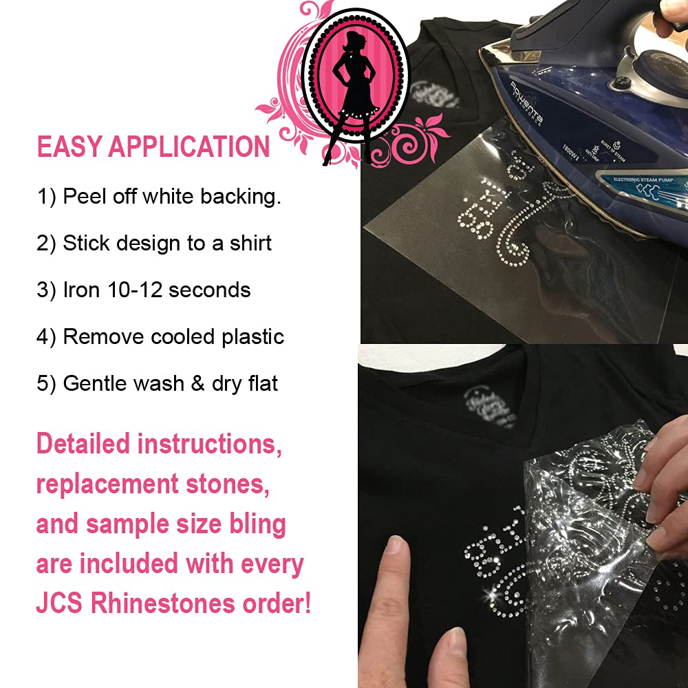 JCS Rhinestones Multi Cross Iron-On Rhinestone Crystal Transfer - Perfect for DIY T-Shirts, Jackets & Denim Customization