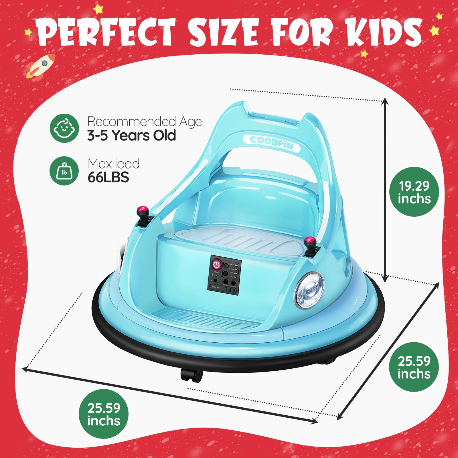 12V Electric Ride On Bumper Car for Kids with Parent Remote Control - 360° Spinning, LED Lights & Music, 1.9MPH Max Speed, ASTM Certified - Blue Toddler Toy for Ages 3-5 | Perfect for Indoor Playrooms, Birthday Gifts & Family Fun