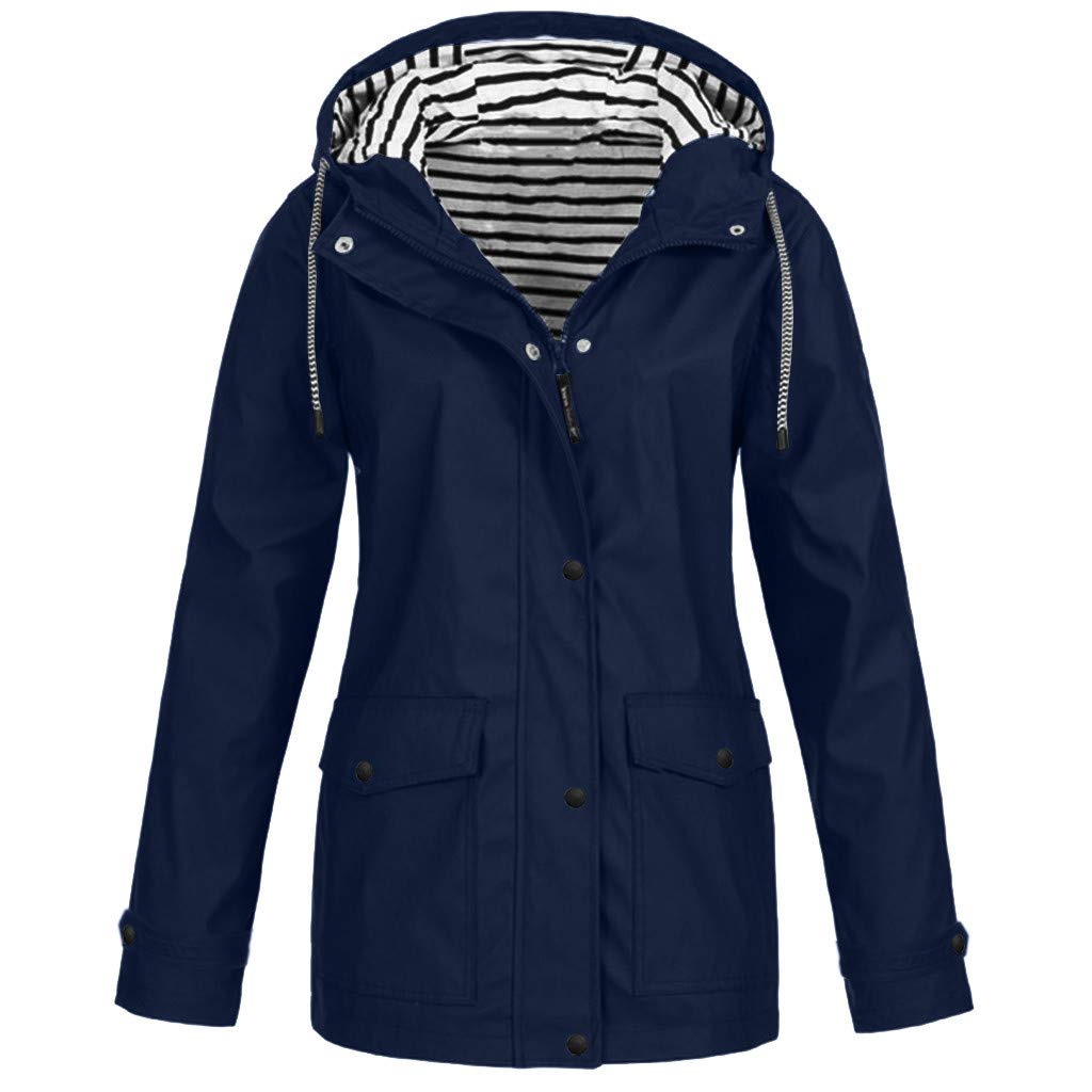Women's Waterproof Rain Jacket with Hood & Pockets - Windproof Outdoor Raincoat for Hiking, Commuting & Travel - Plus Size Available