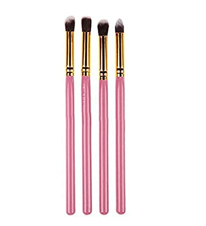 Kamz Beauty 4-Pack Pink Eyeshadow Blending & Foundation Pencil Brush Set - Perfect for Makeup Application, Contouring & Blending