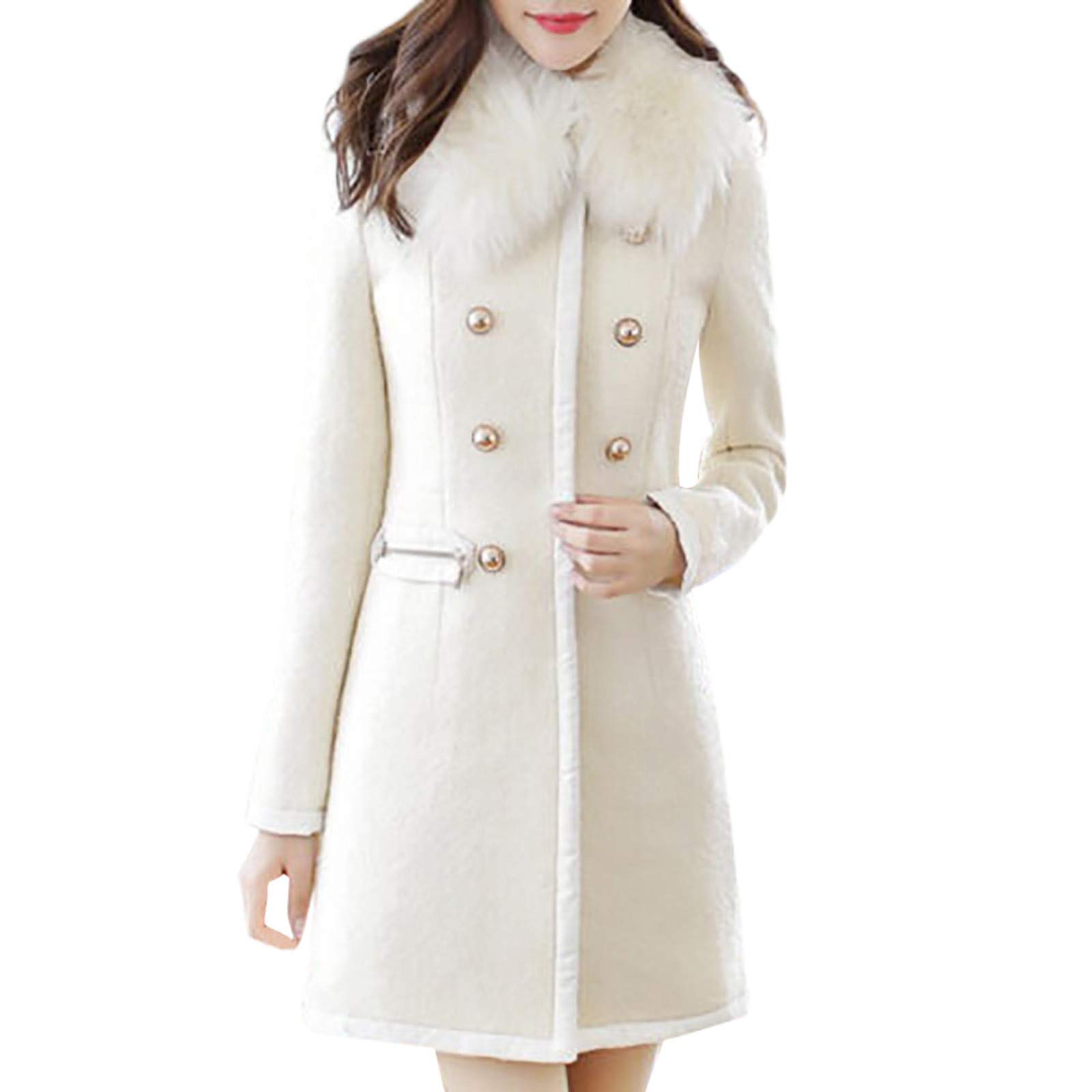 Women's Wool Jacket with Zipper - Winter Warm Lapel Parka Coat, Stylish Trench Coat for Women | Perfect for Outdoor Activities, Work & Casual Wear