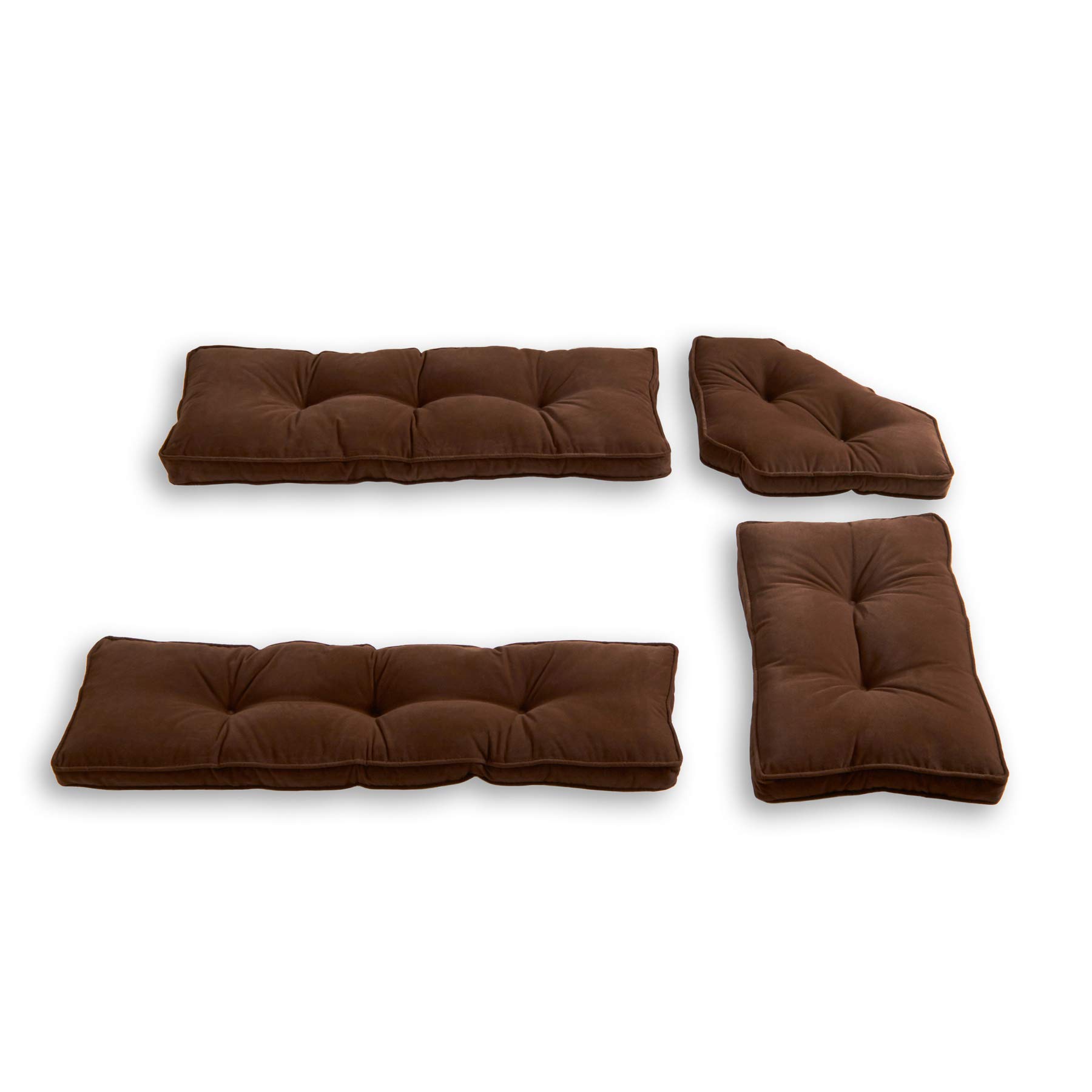 South Pine Porch Hampton 4-Piece Kitchen Nook Cushion Set in Chocolate Brown - Comfortable Dining Bench Seating for Breakfast Nook, Kitchen Island, and Cozy Home Decor