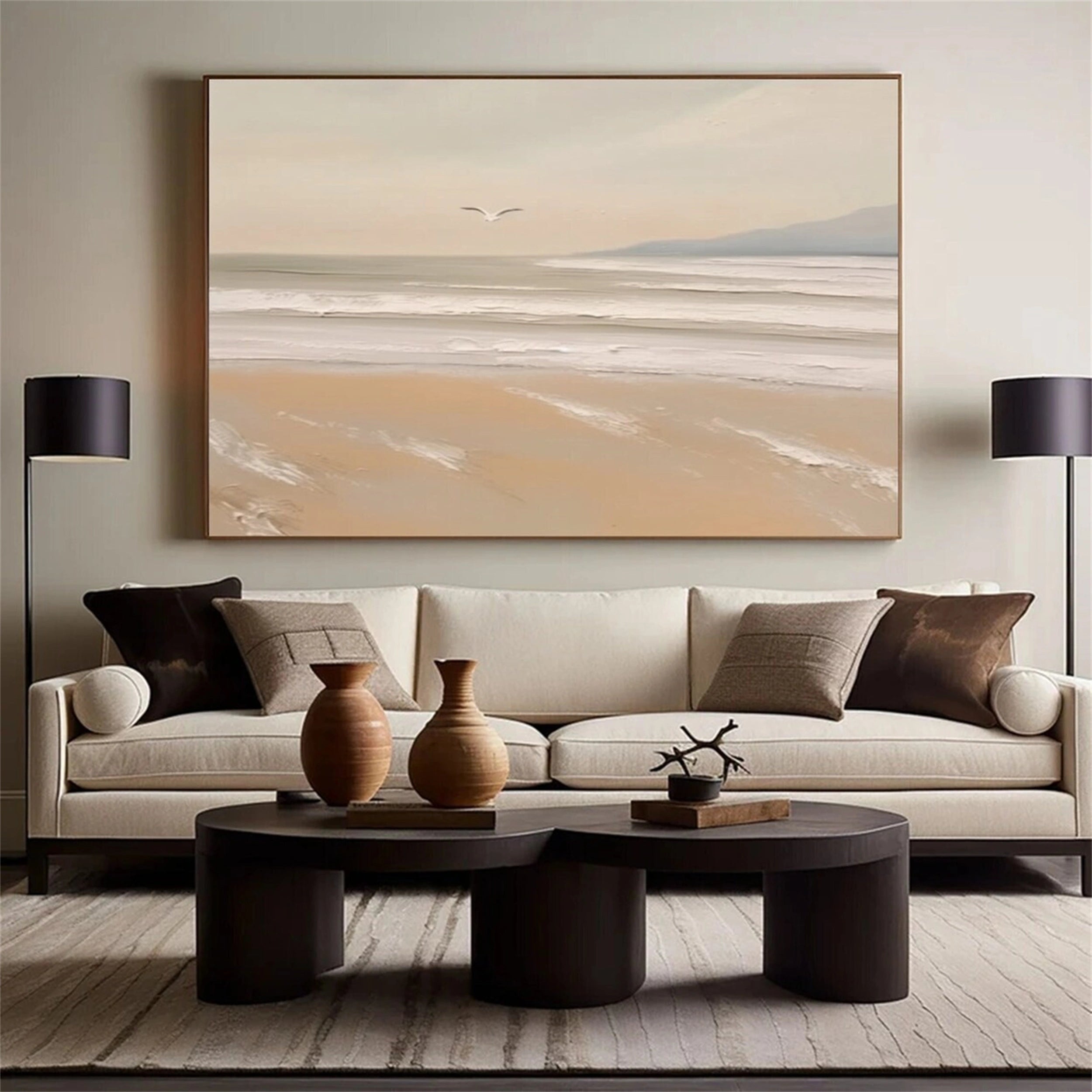 Ocean and Sky Painting #OS 054 - Handmade Canvas Wall Art for Home & Office Decor - Perfect for Living Room, Bedroom or Gift