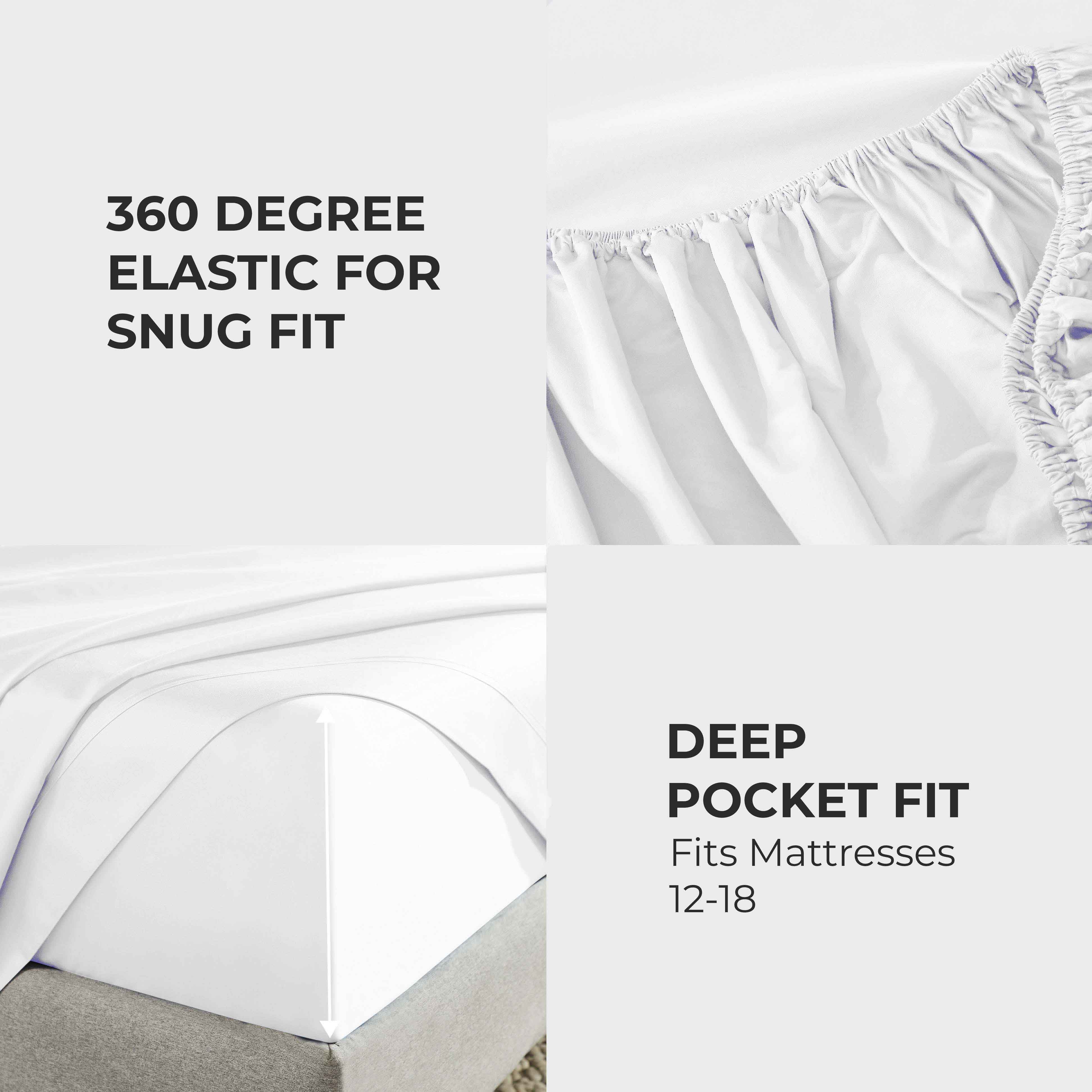 Premium 850 Thread Count 100% Cotton Solid Color Bed Sheet Set - Ultra Soft & Breathable for Comfortable Sleep - Perfect for Master Bedroom, Guest Room & Luxury Hotels