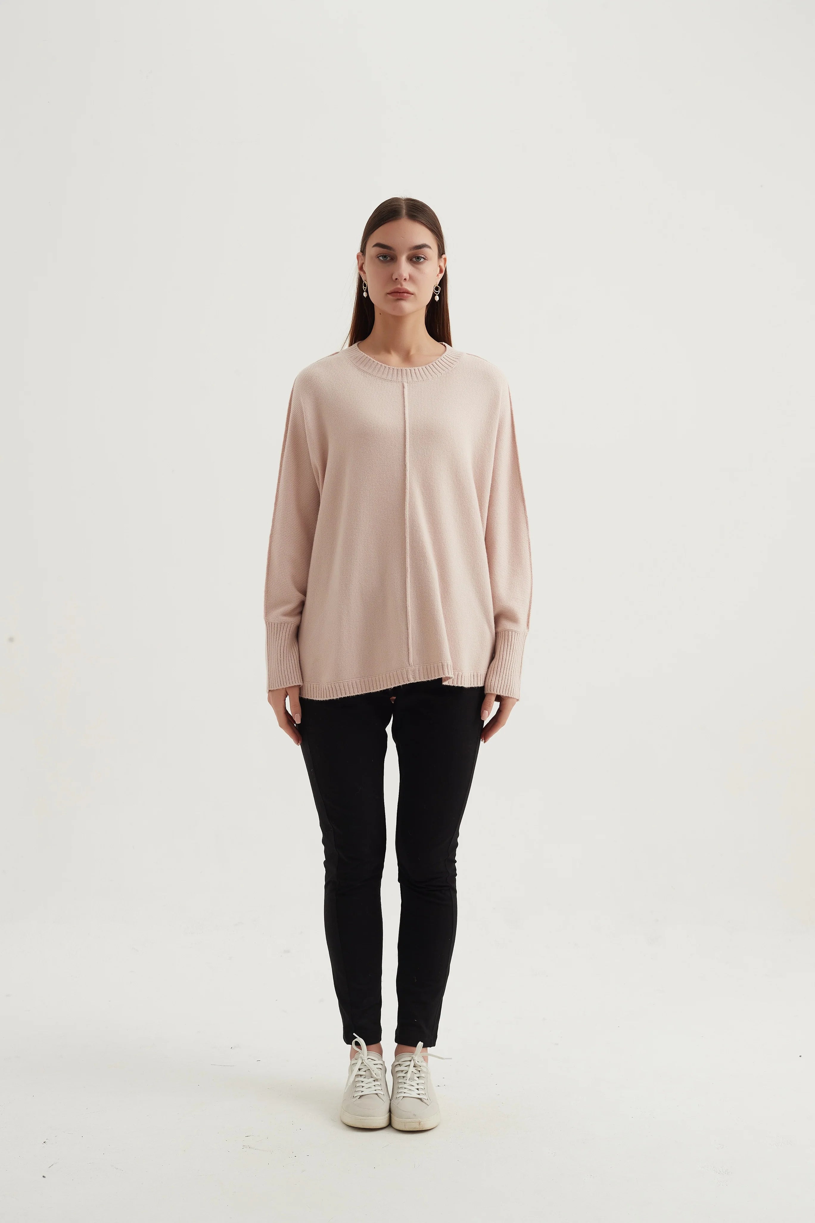 Exposed Seam Knit Sweater in Champagne Pink - Perfect for Casual Outfits and Layering