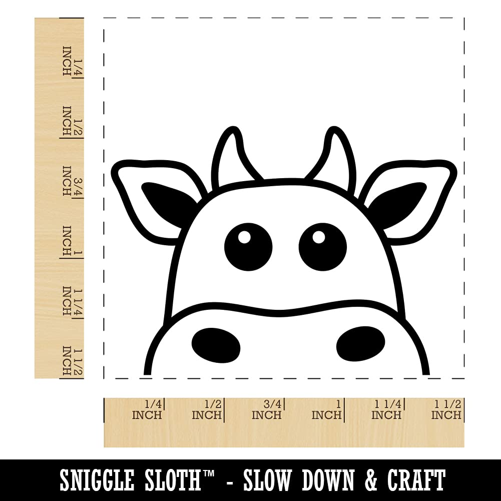 Peeking Cow Self-Inking Rubber Stamp - 1.5 Inch Large Stamp with Red Ink - Perfect for Scrapbooking, Card Making & Office Use