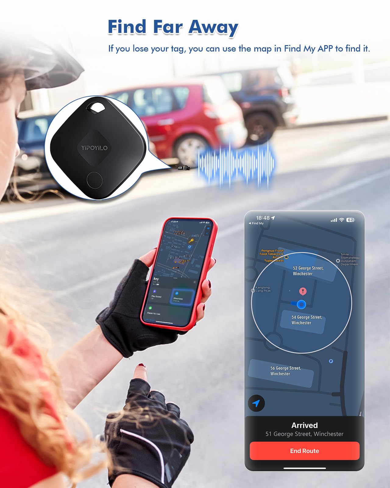 Yipoyilo Smart Bluetooth Tracker for Apple Find My, 2 Pack Black - Luggage & Keys Finder
